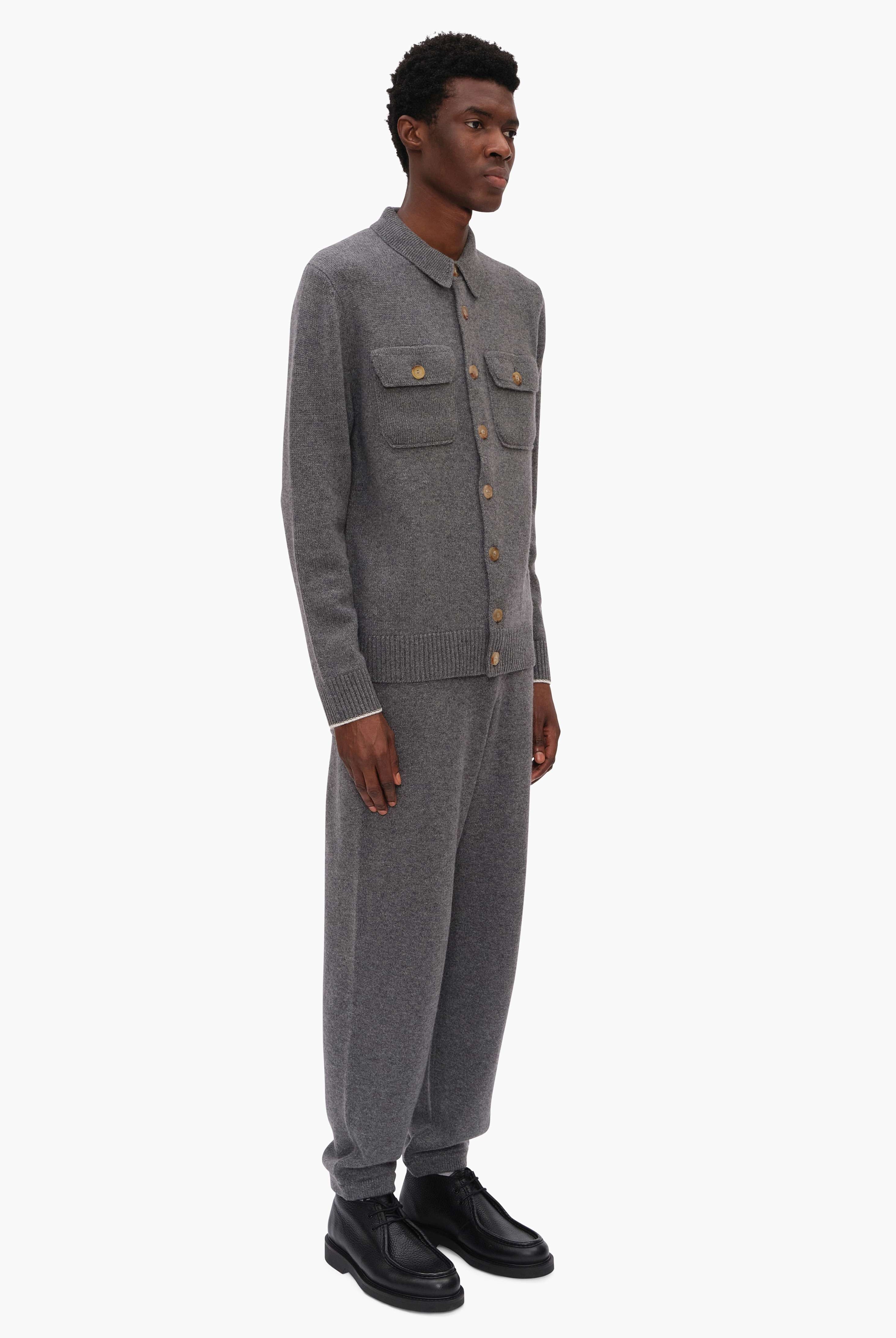 Mr Elliot cashmere Trousers - Granite Marl – side view