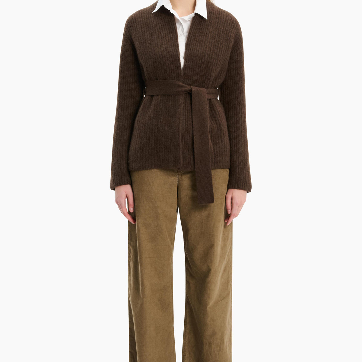 Sasha Ribbed Cashmere Cardigan in Ebony for Women | arch4 – Arch4