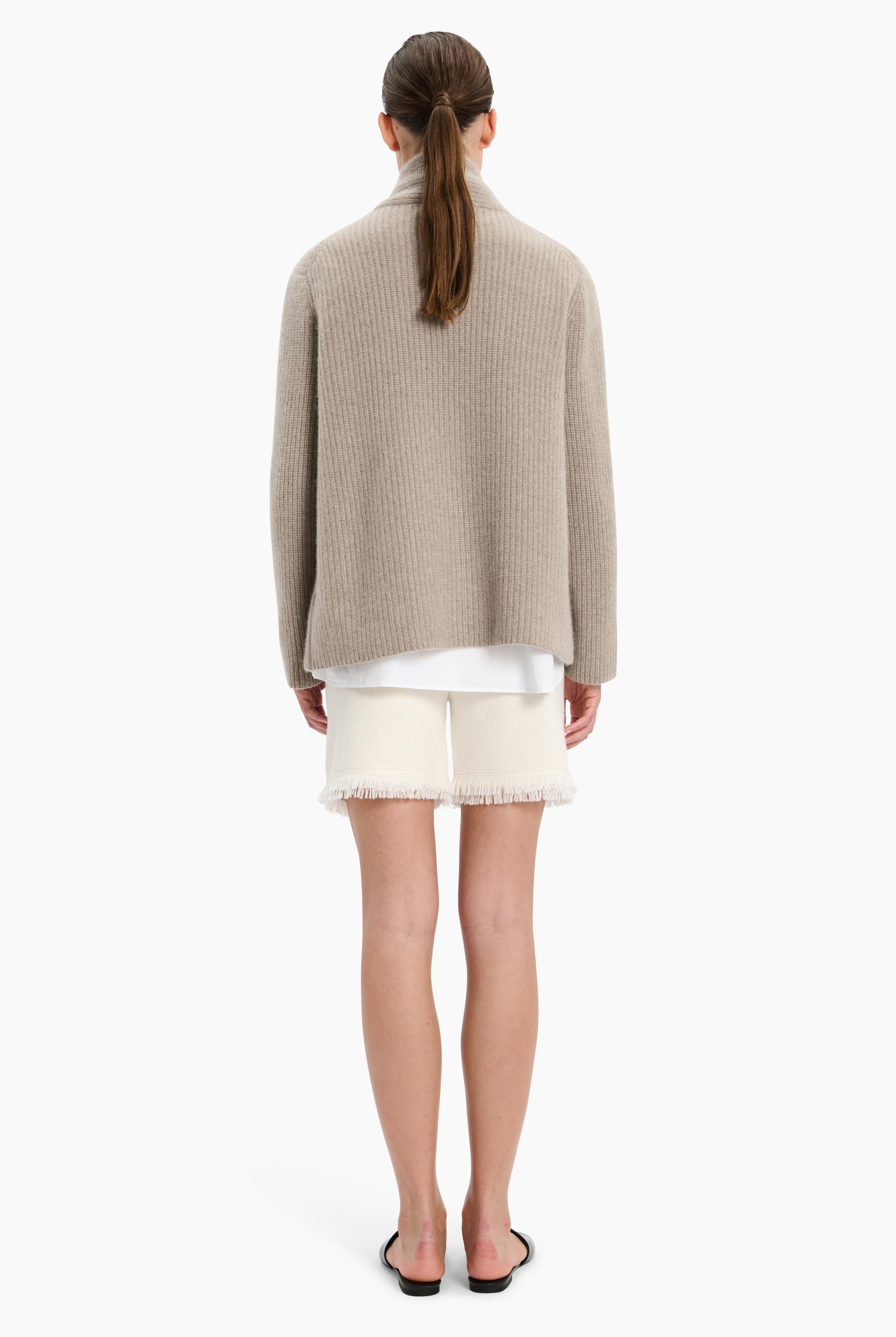 Sasha cashmere Cardigan - Beige Melange – back view