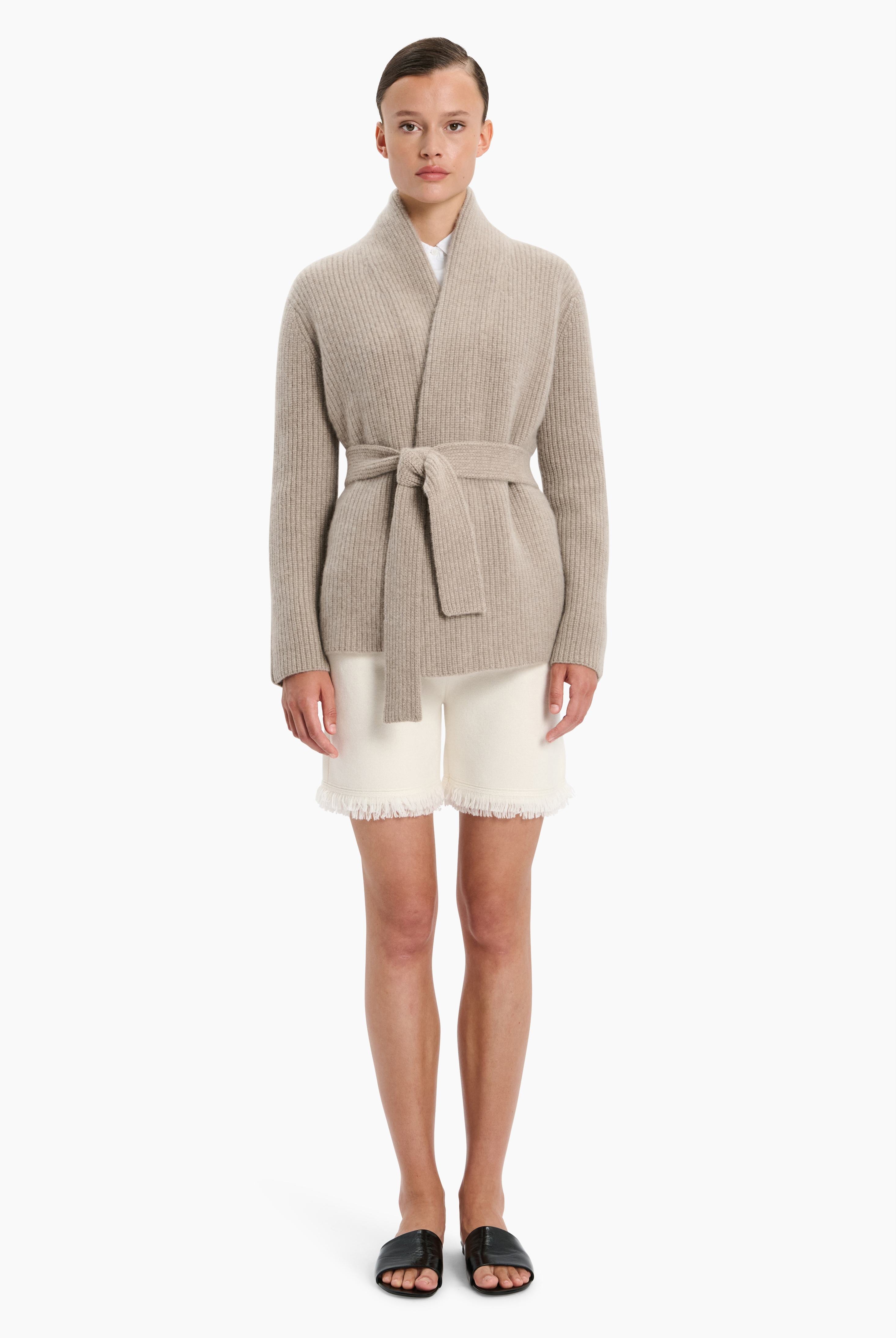 Sasha cashmere Cardigan - Beige Melange – front view