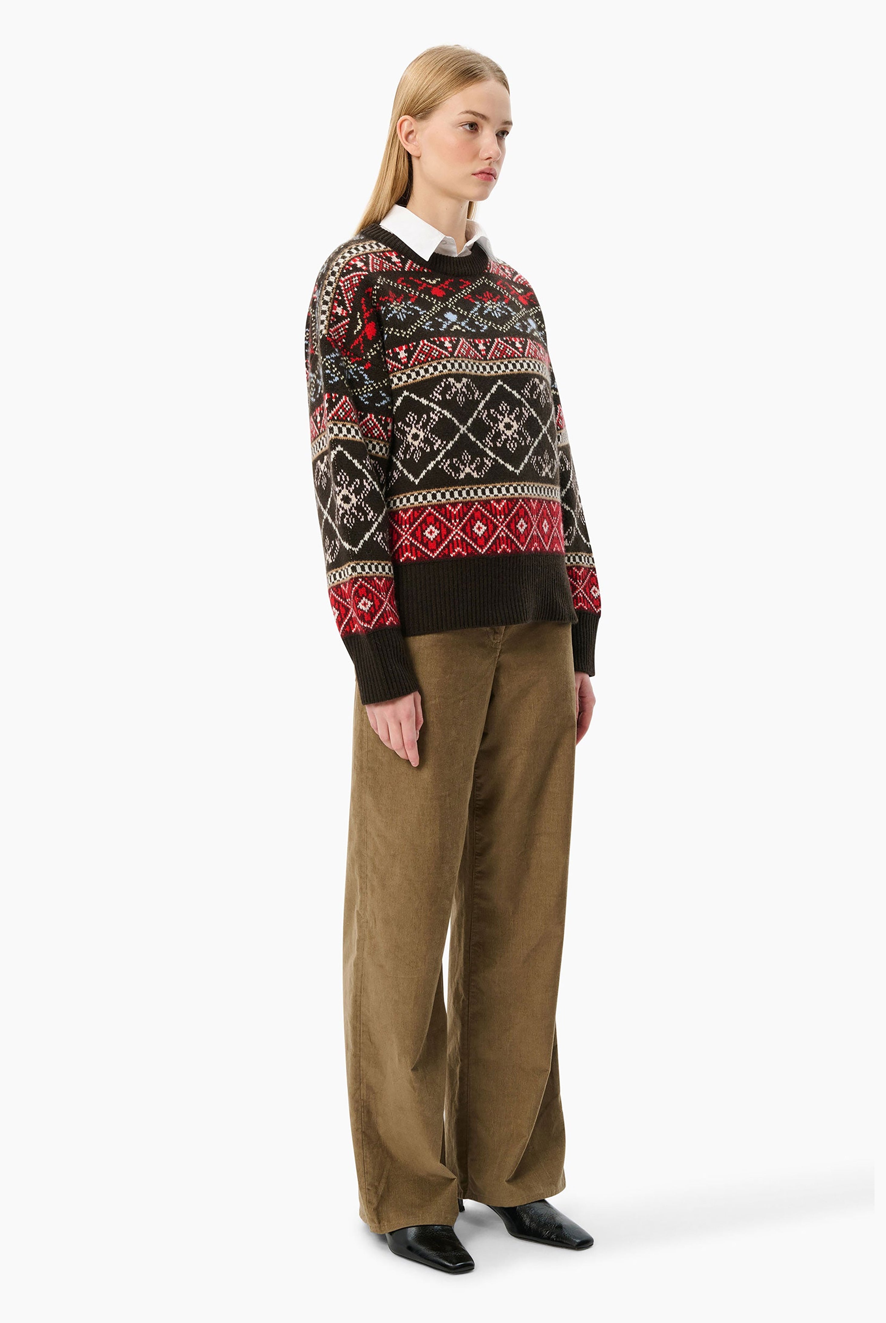 Snowmass cashmere Sweater - Multi Fairisle – side view