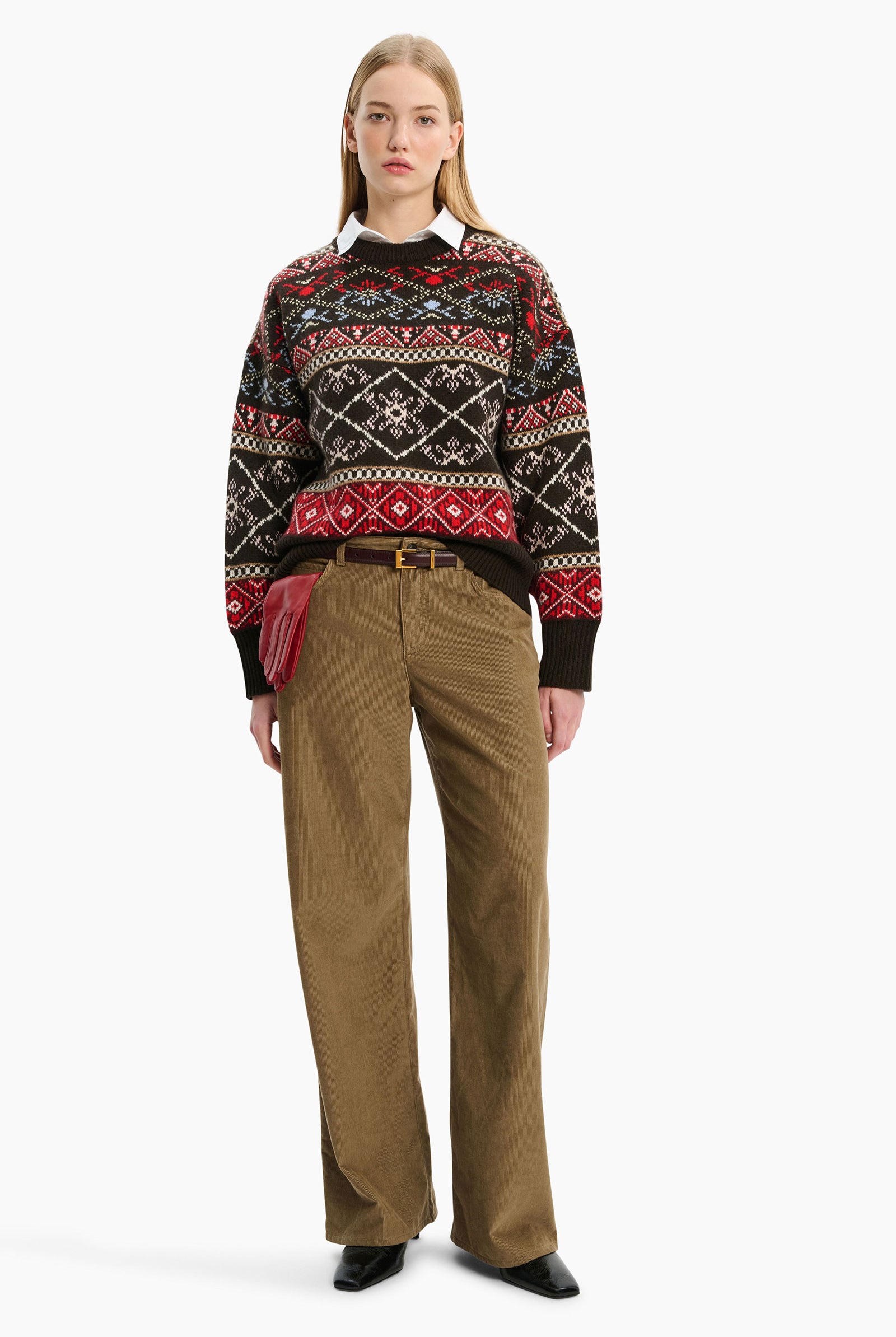 Snowmass cashmere Sweater - Multi Fairisle – styling shot