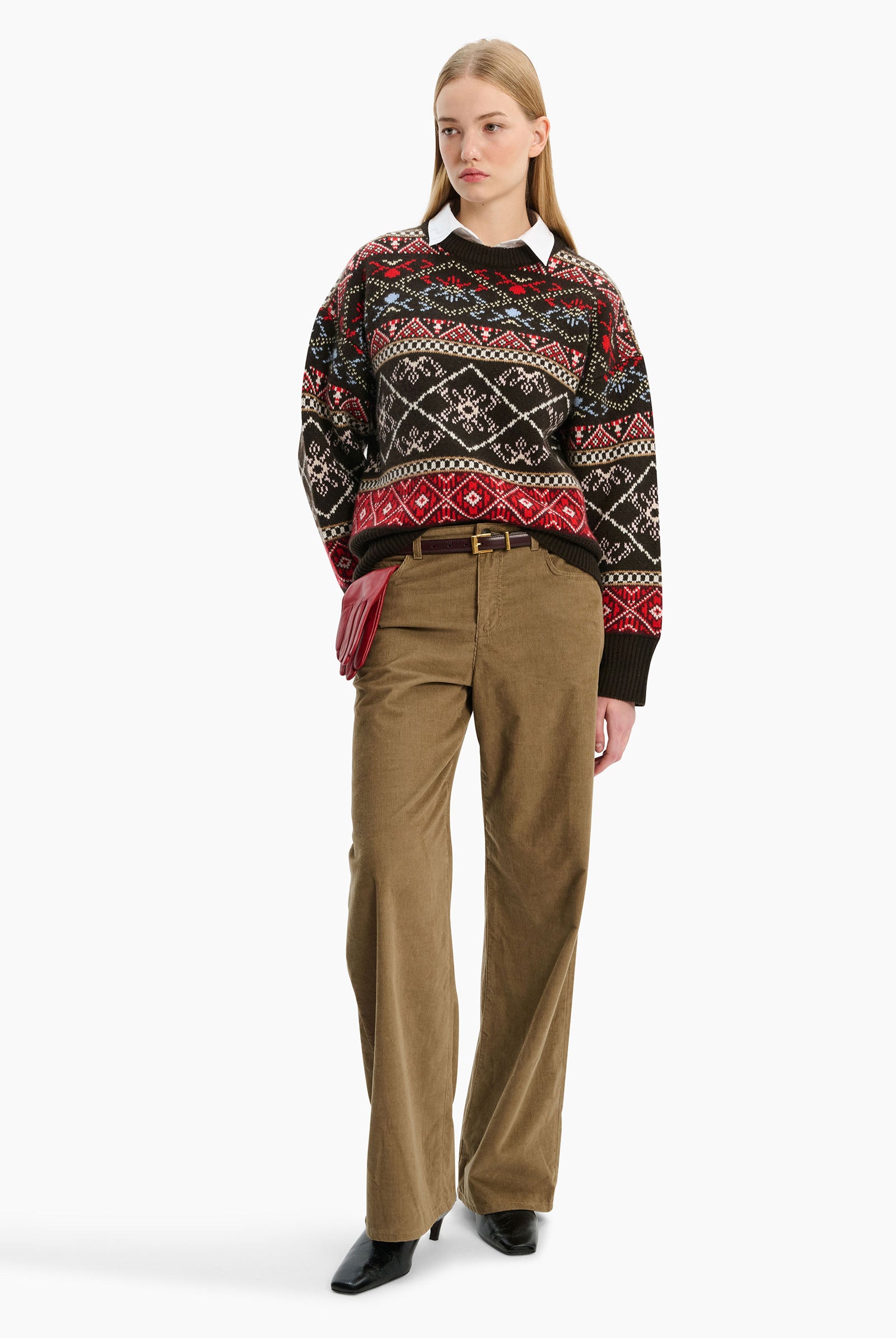 Snowmass cashmere Sweater - Multi Fairisle – styling shot
