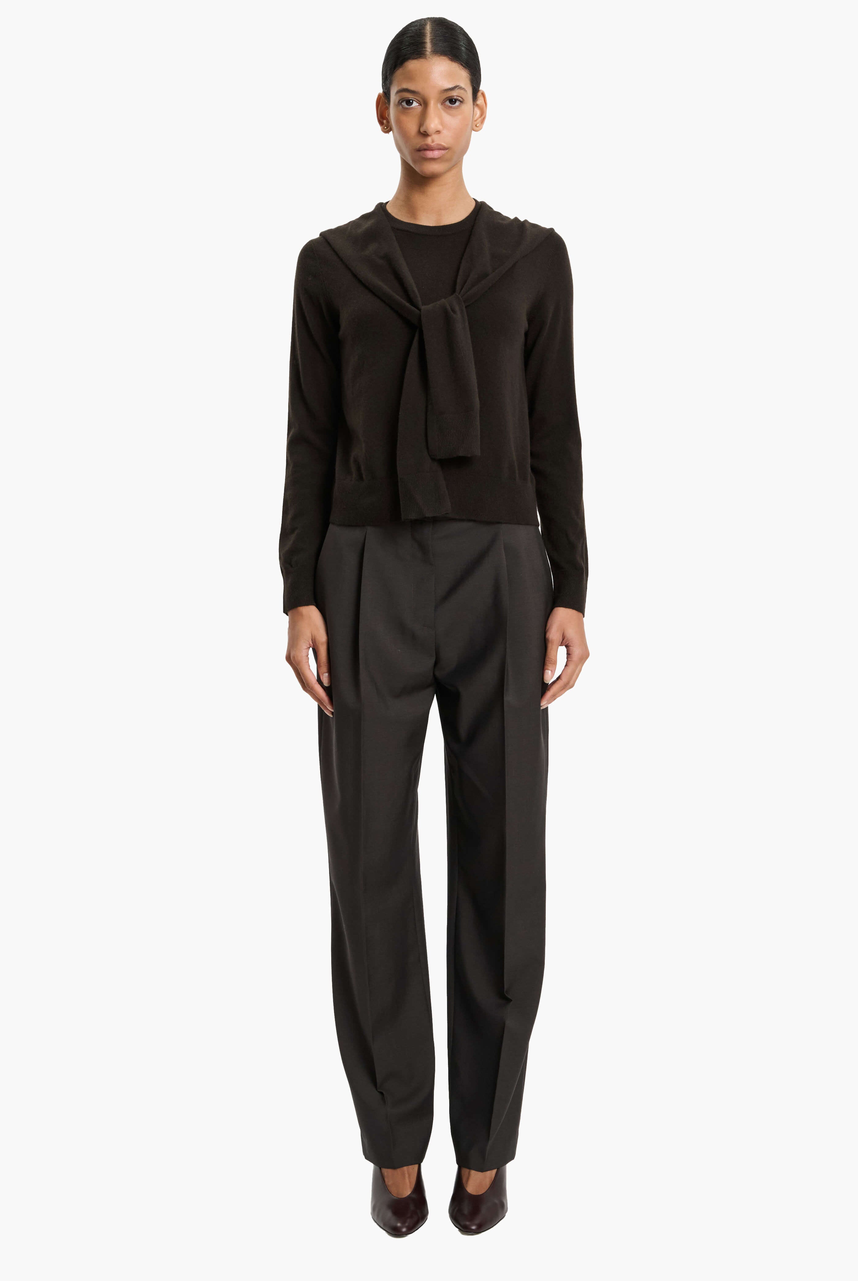Sonja cashmere Sweater - Brown Wood – front view