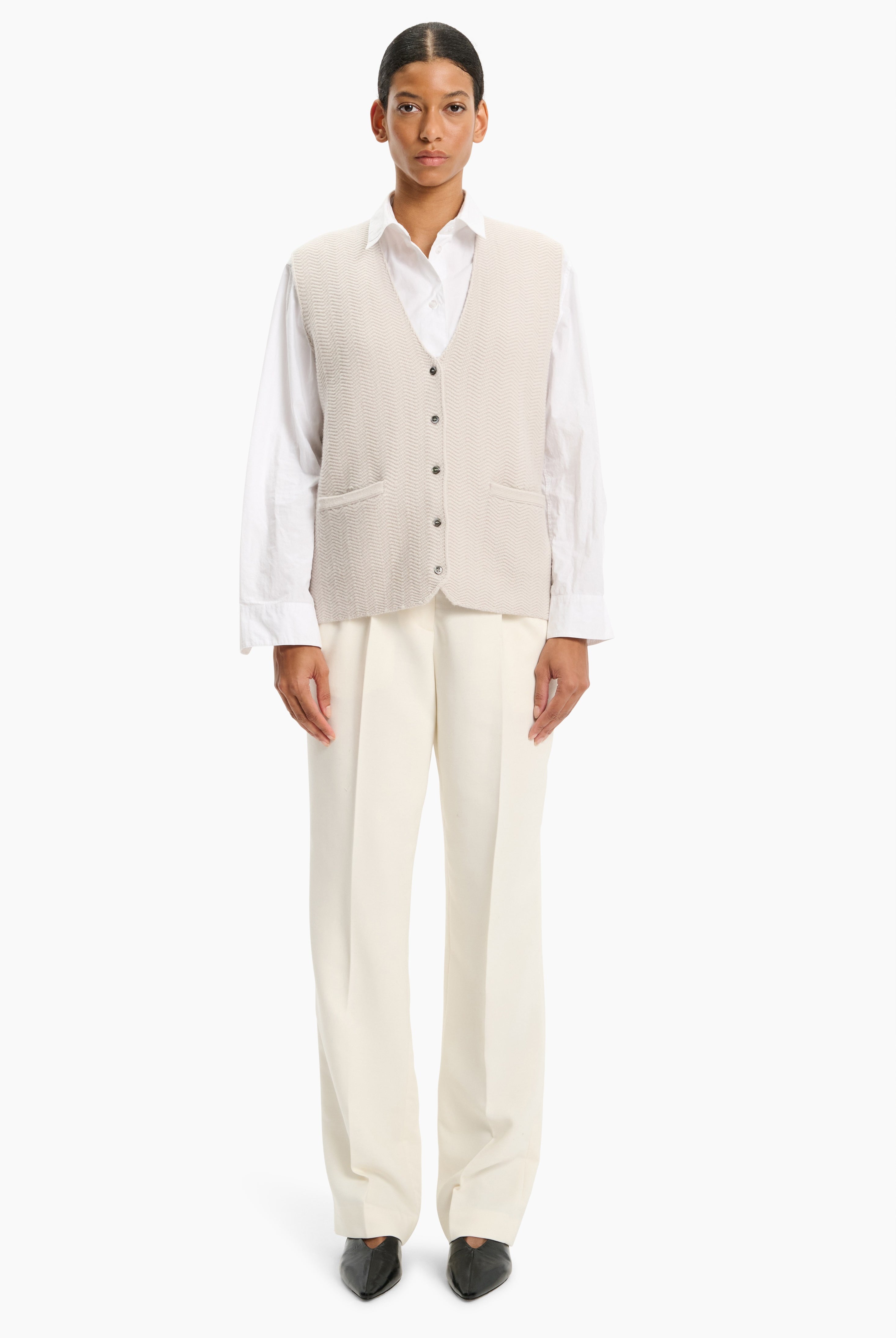 Southampton cashmere Vest - Dove – front view