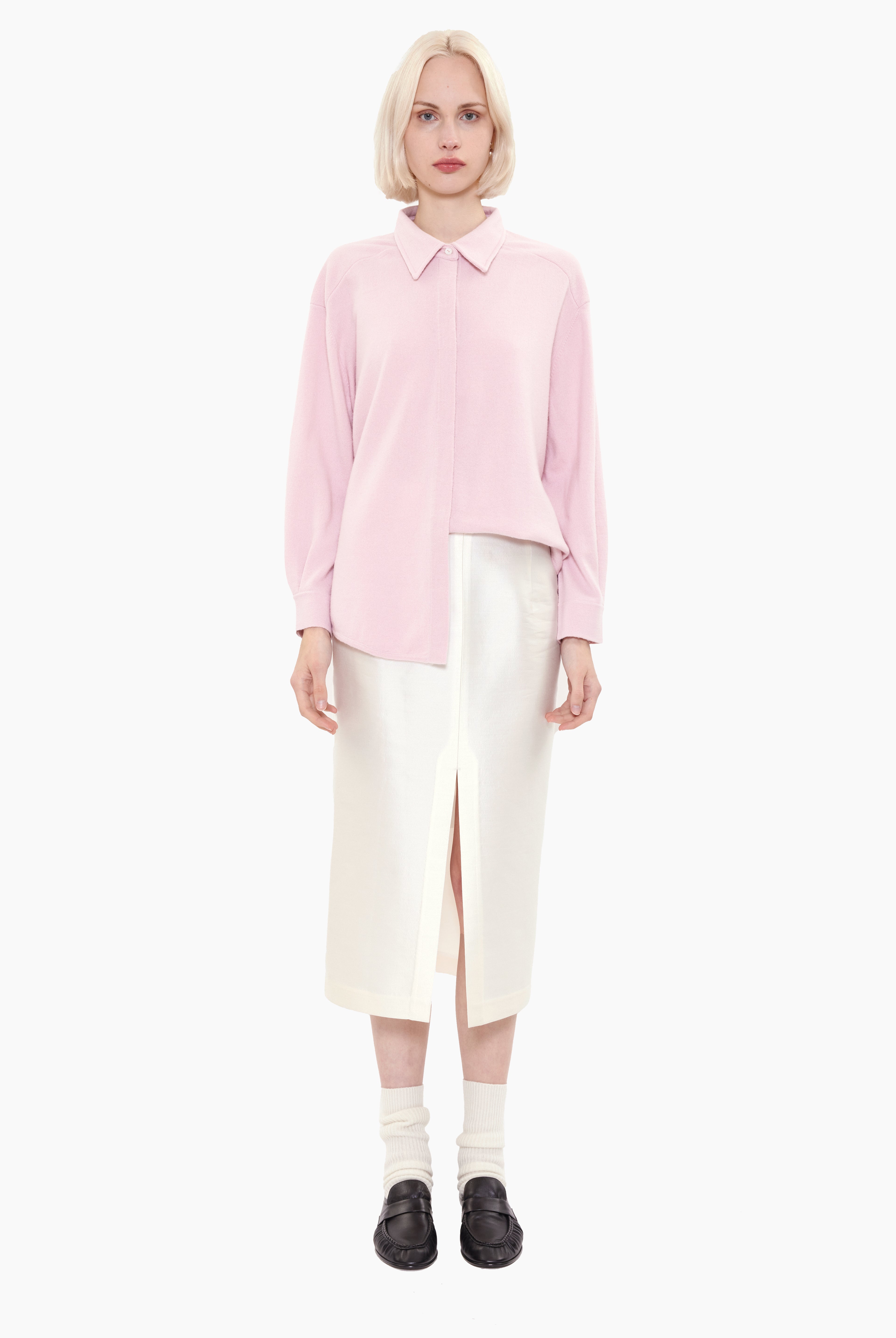 Longfield cashmere Skirt - Ivory – front view