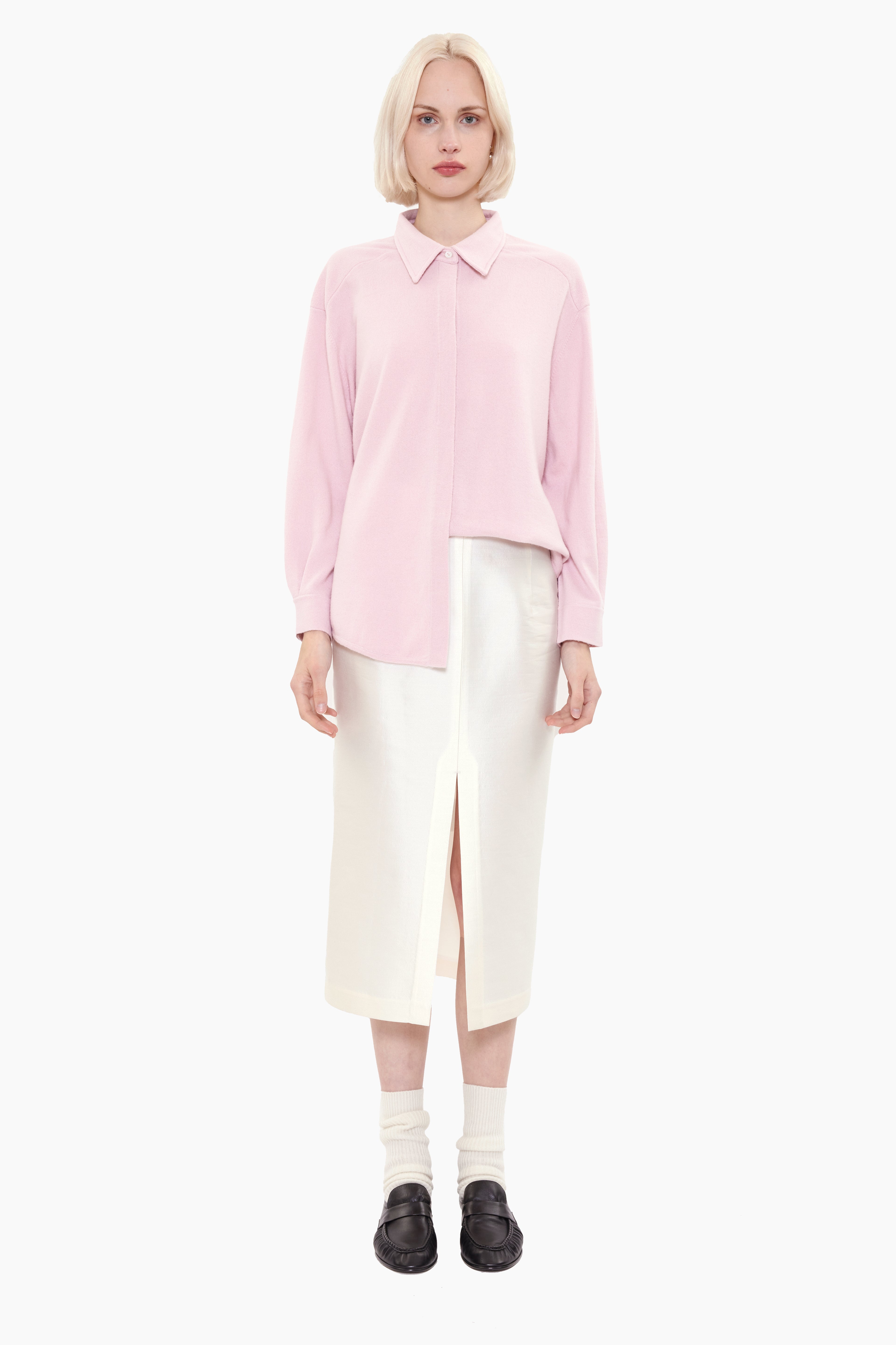 Longfield cashmere Skirt - Ivory – front view