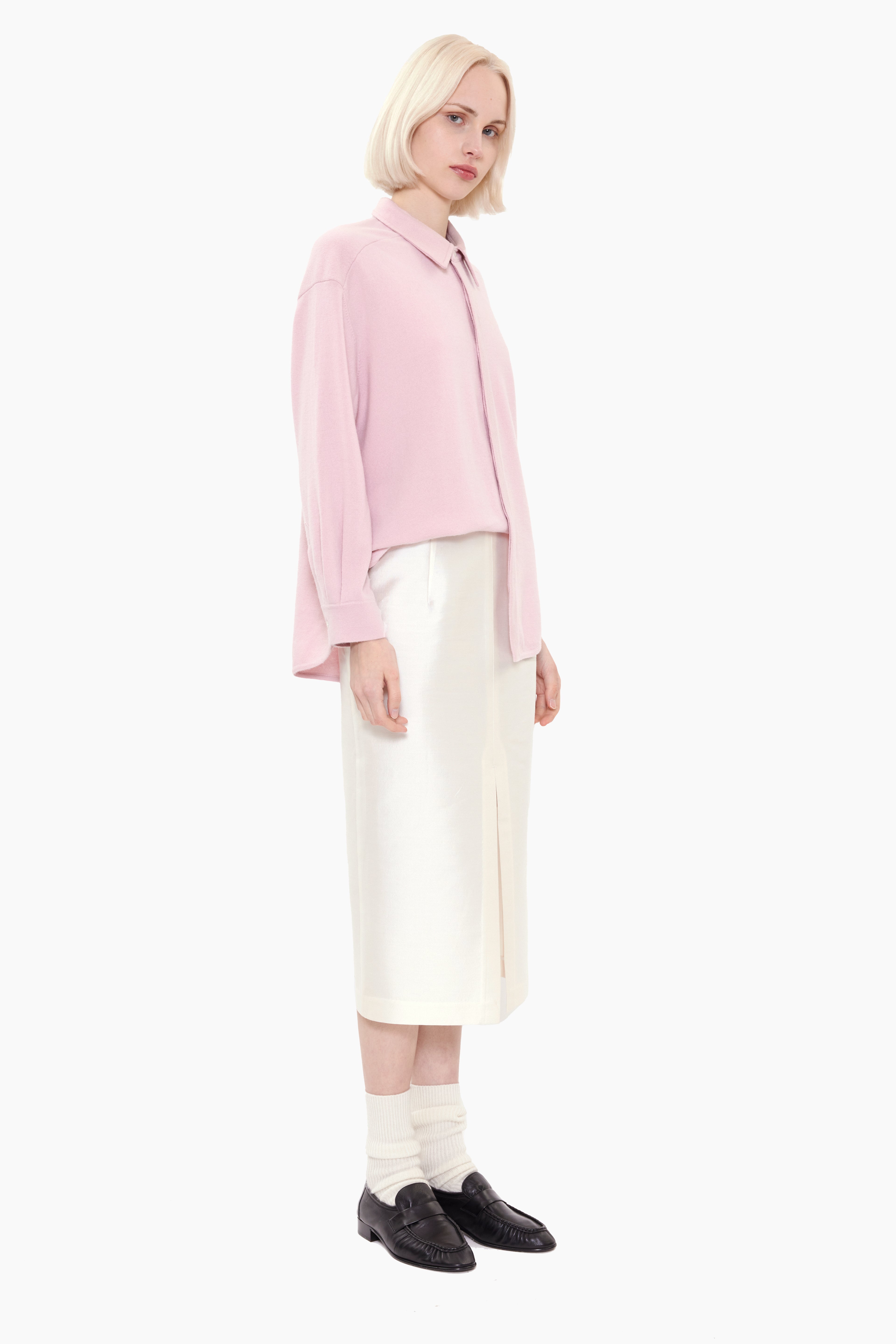 Longfield cashmere Skirt - Ivory – side view