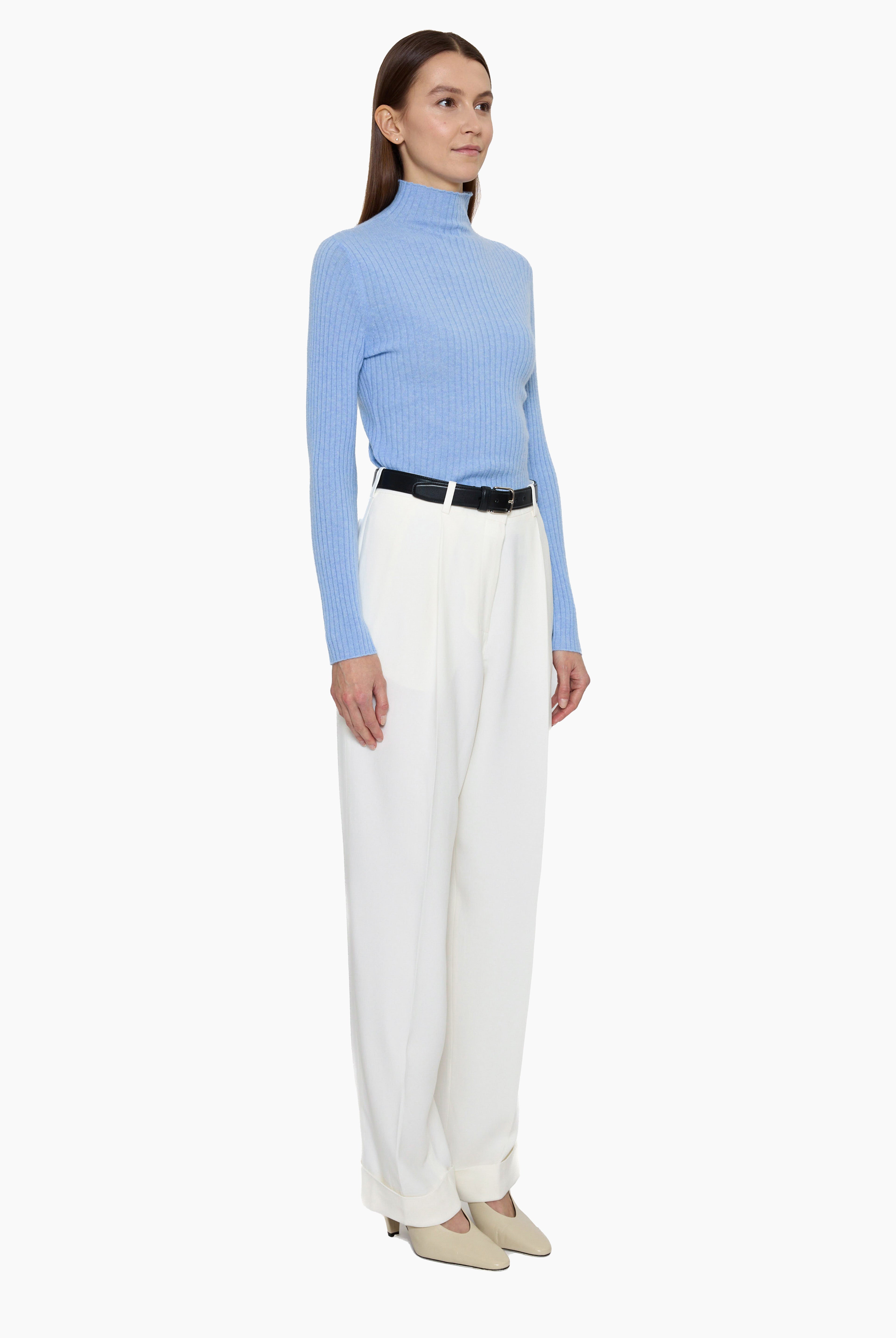 Ariana cashmere Sweater - Sky Melange – side view