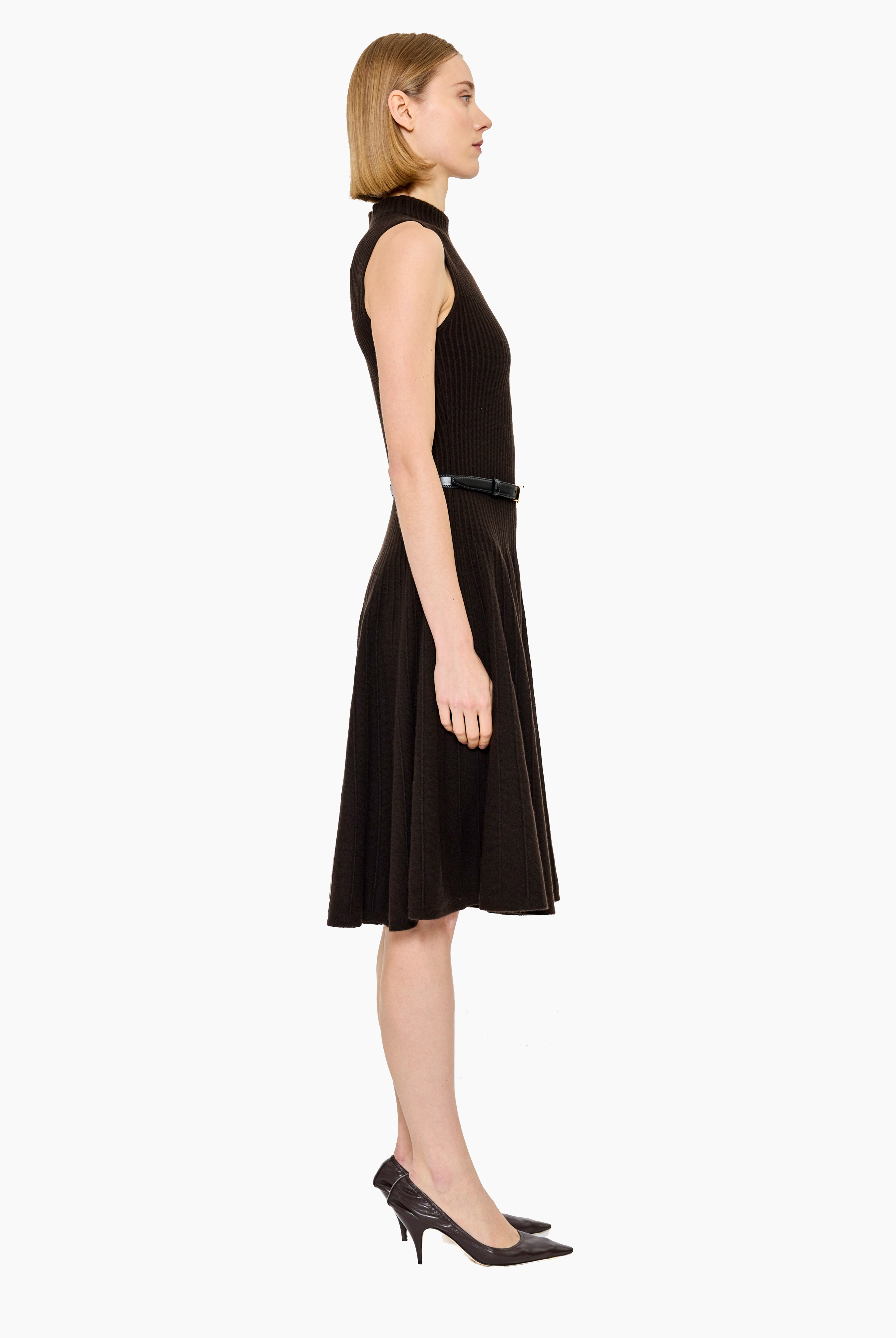 Darla cashmere Dress - Brown Wood – side view
