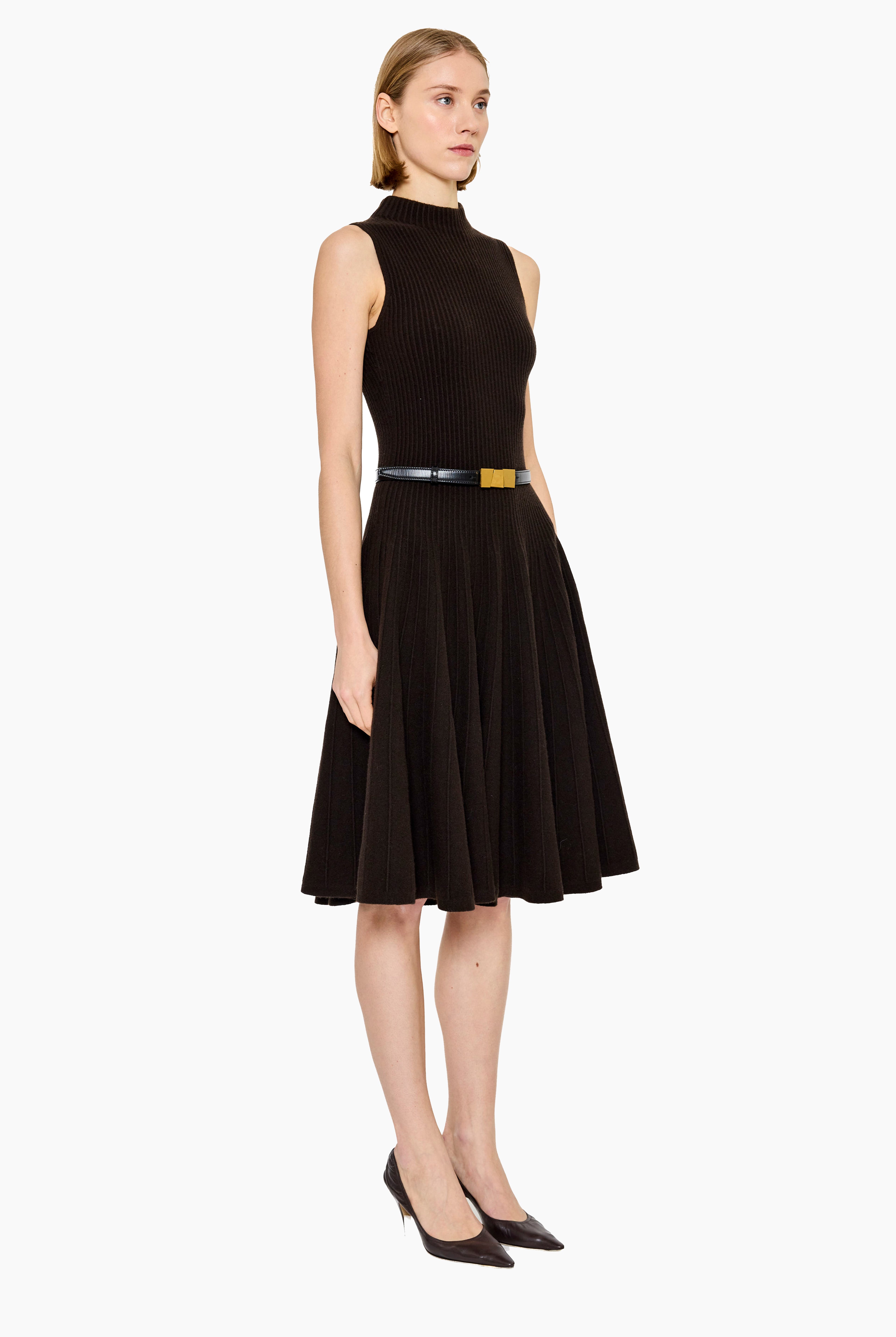 Darla cashmere Dress - Brown Wood – side view