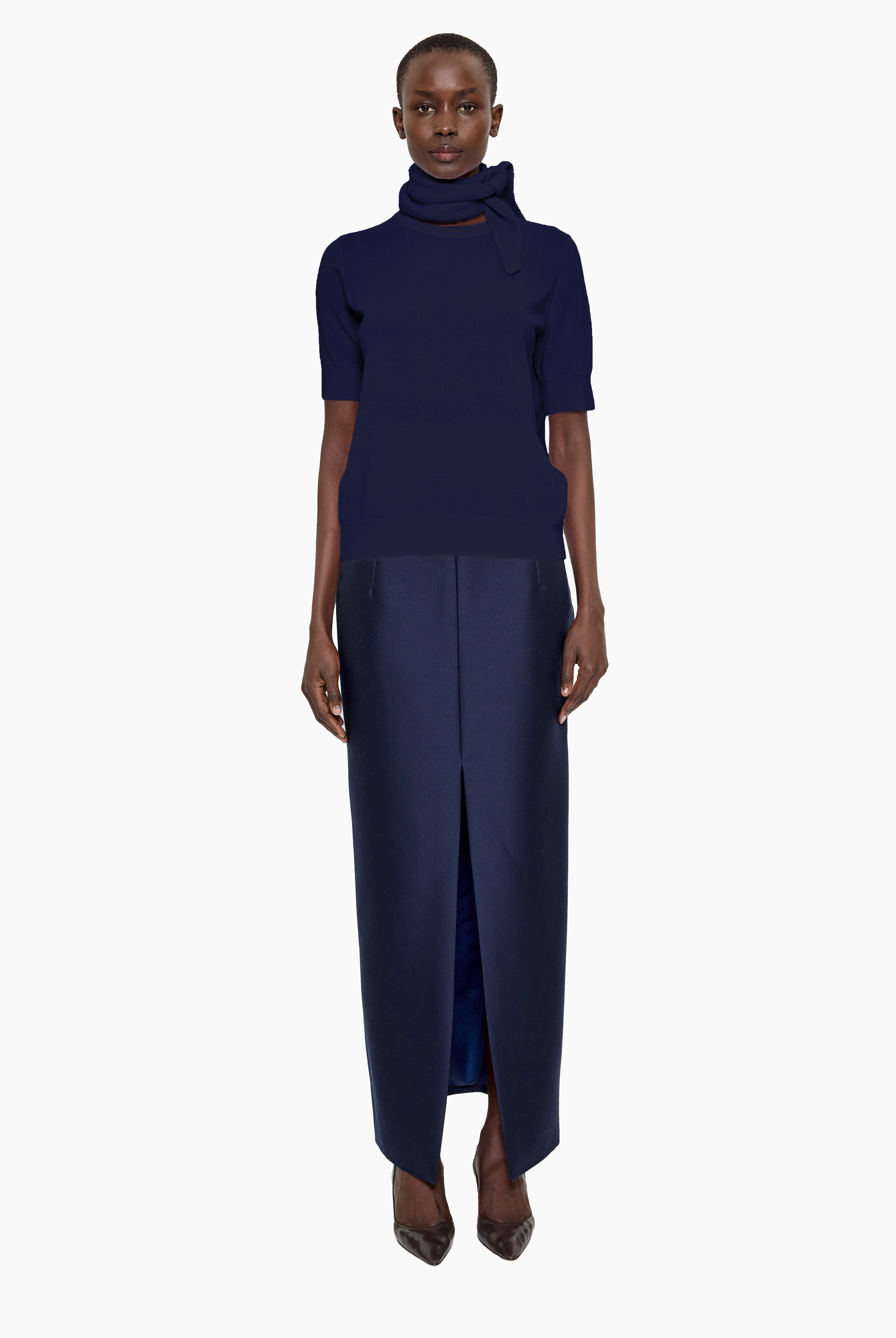 Logan Crew T-cashmere Shirt - Navy – front view