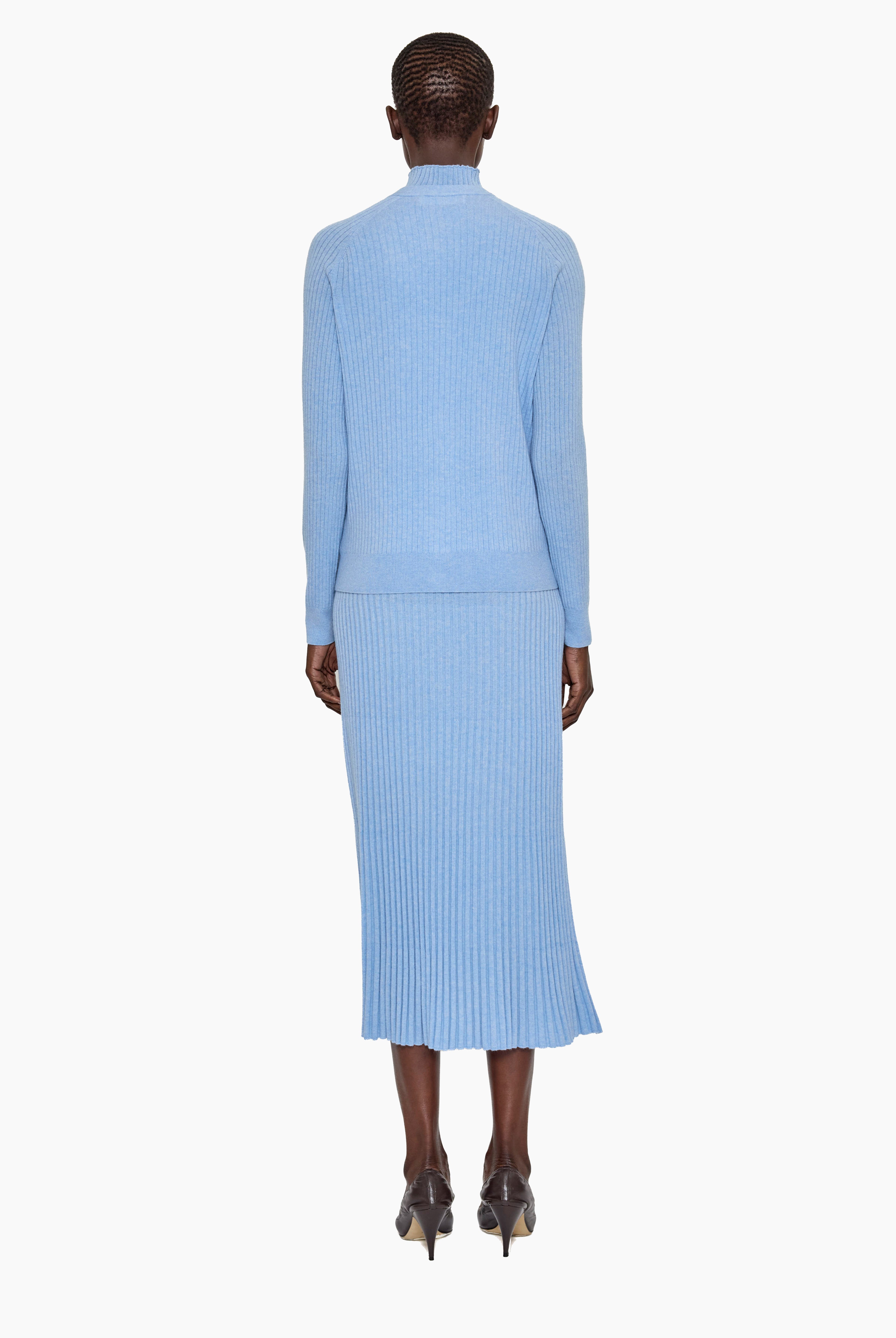 Oriane cashmere Cardigan - Sky Melange – back view