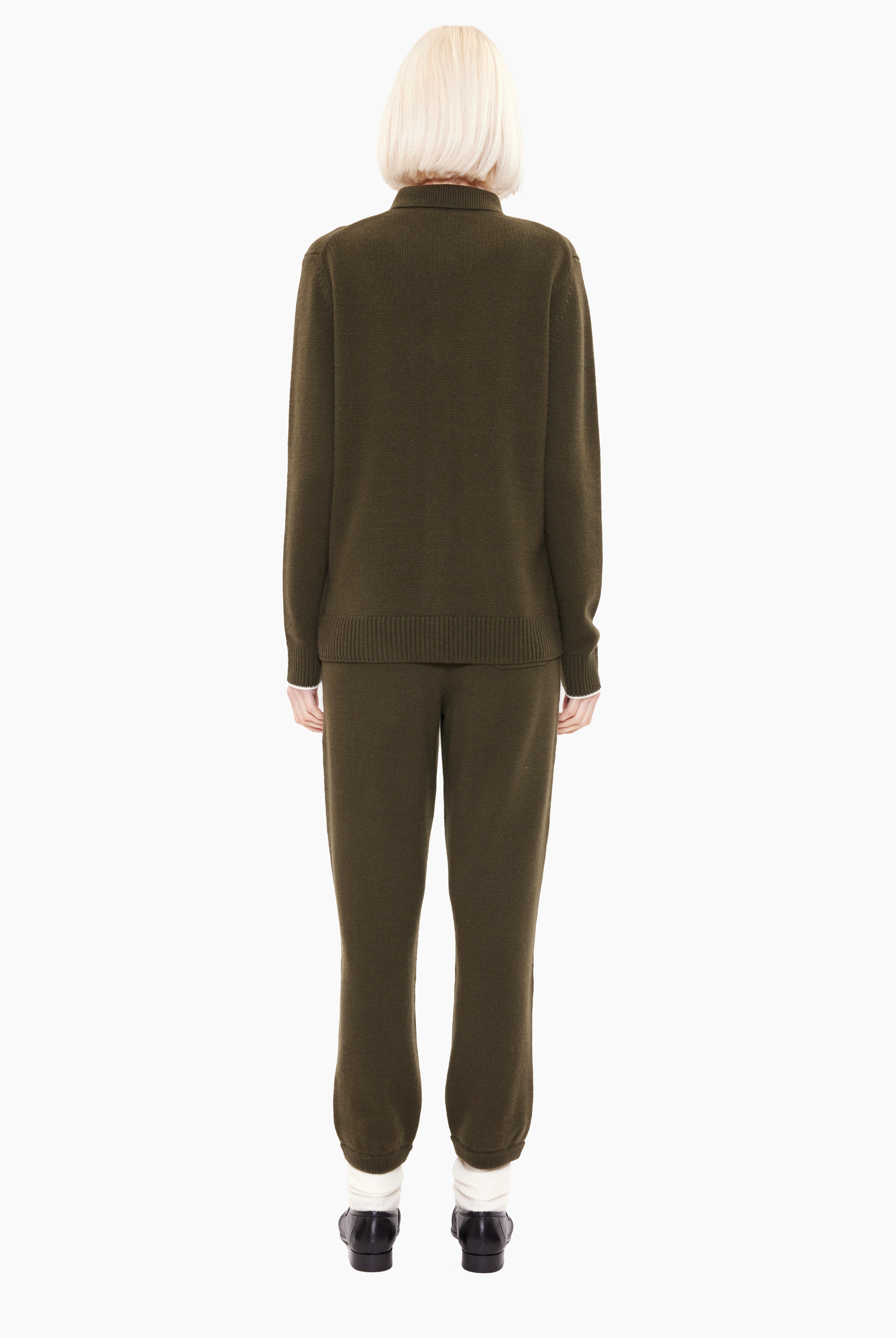 Sackville cashmere Cardigan - Dark Olive – back view