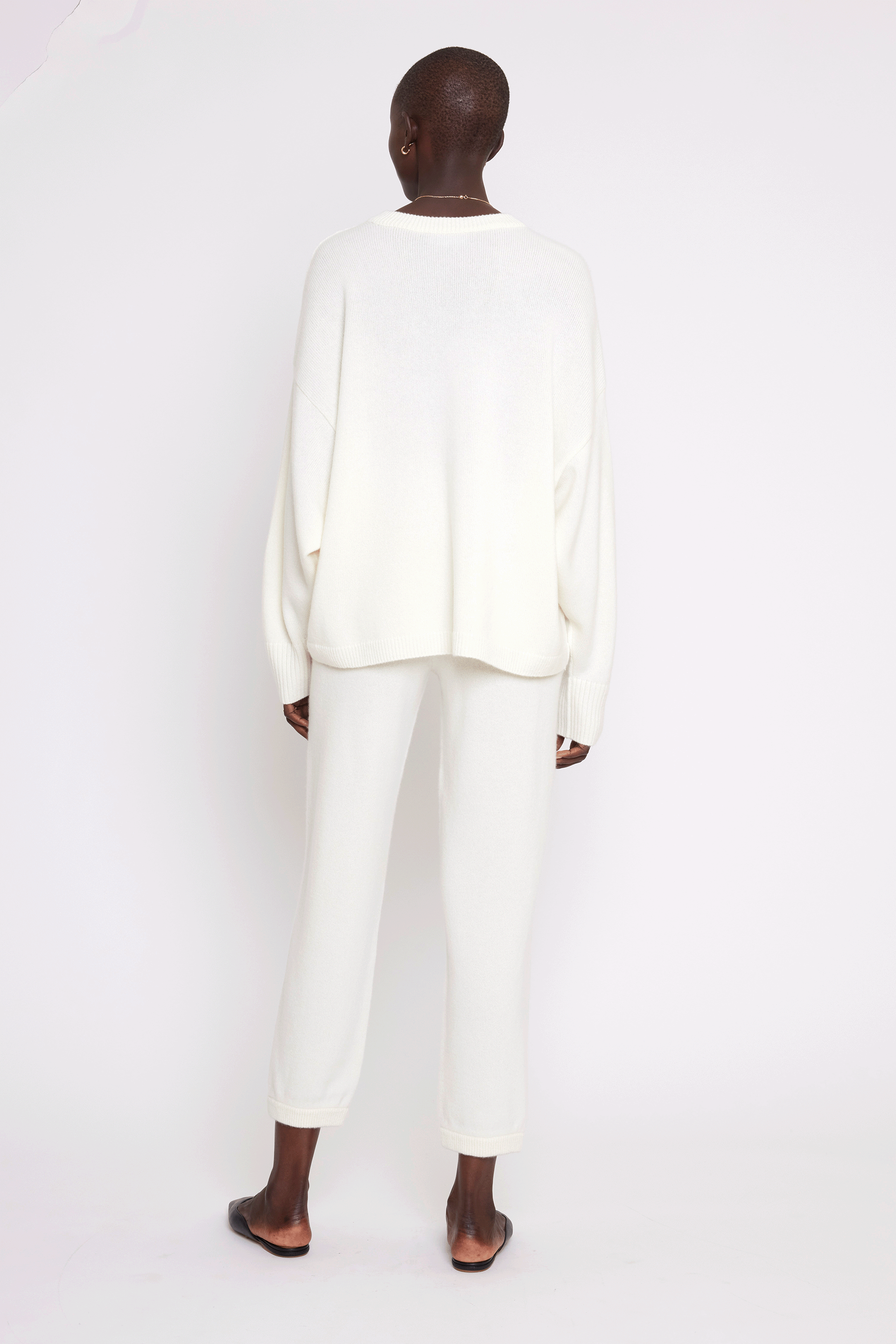 Elena cashmere Sweater - Ivory – back view