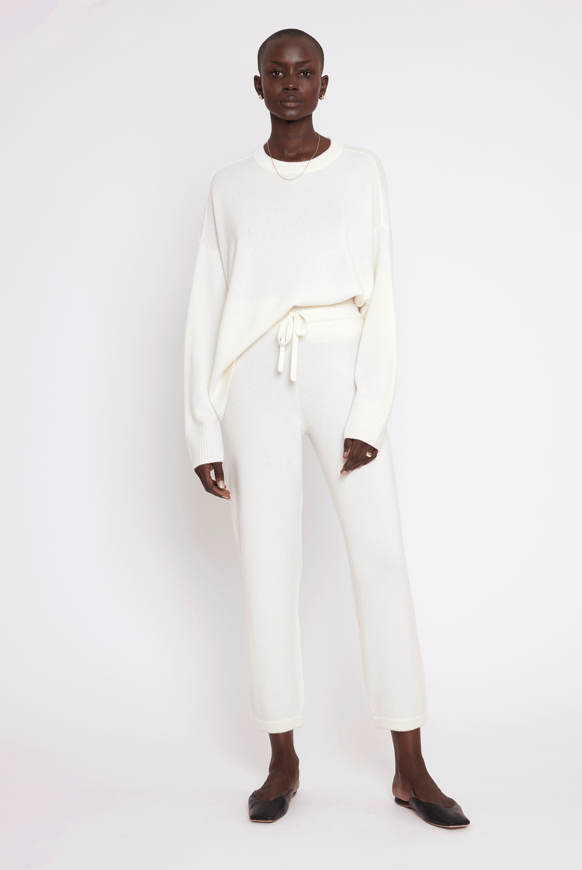 Elena cashmere Sweater - Ivory – front view