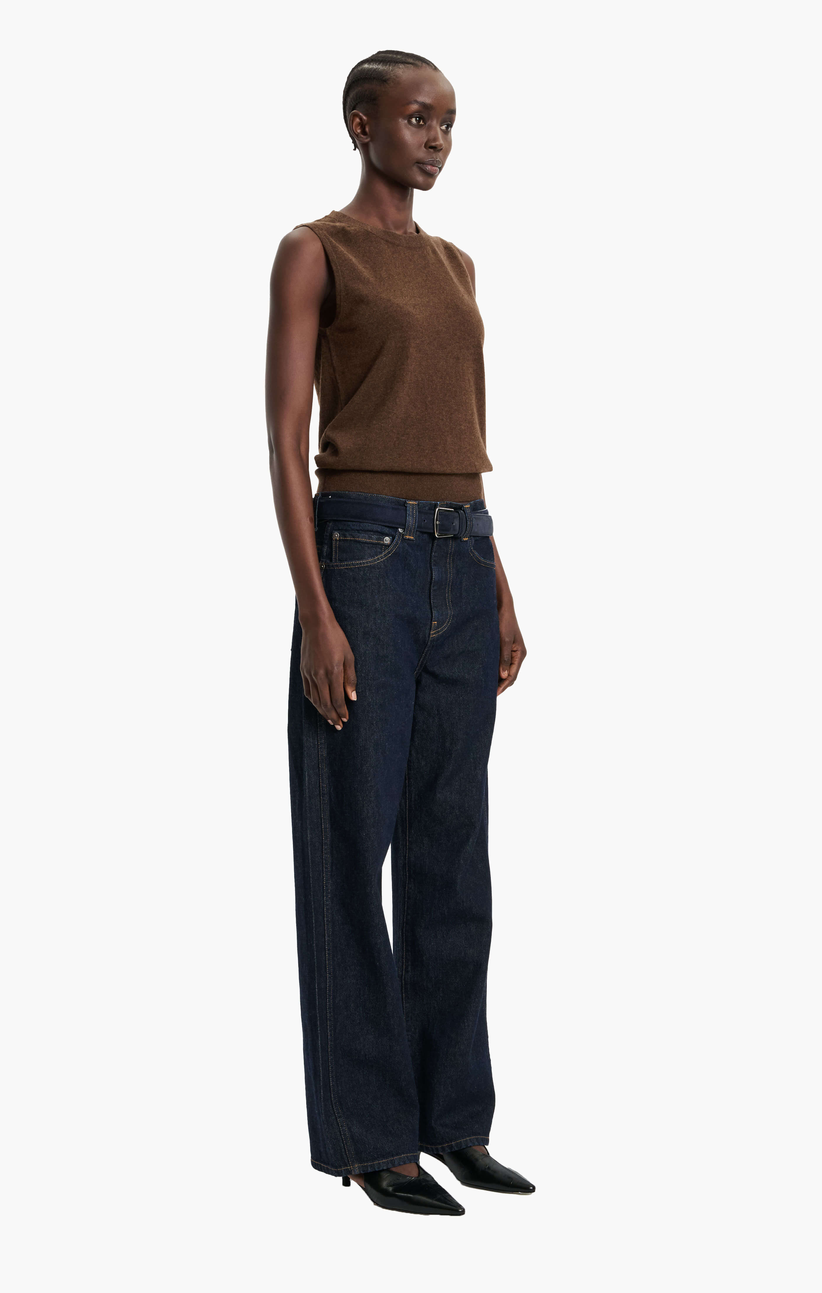 Alessandra cashmere Vest - Brown Chocolate Marl – side view
