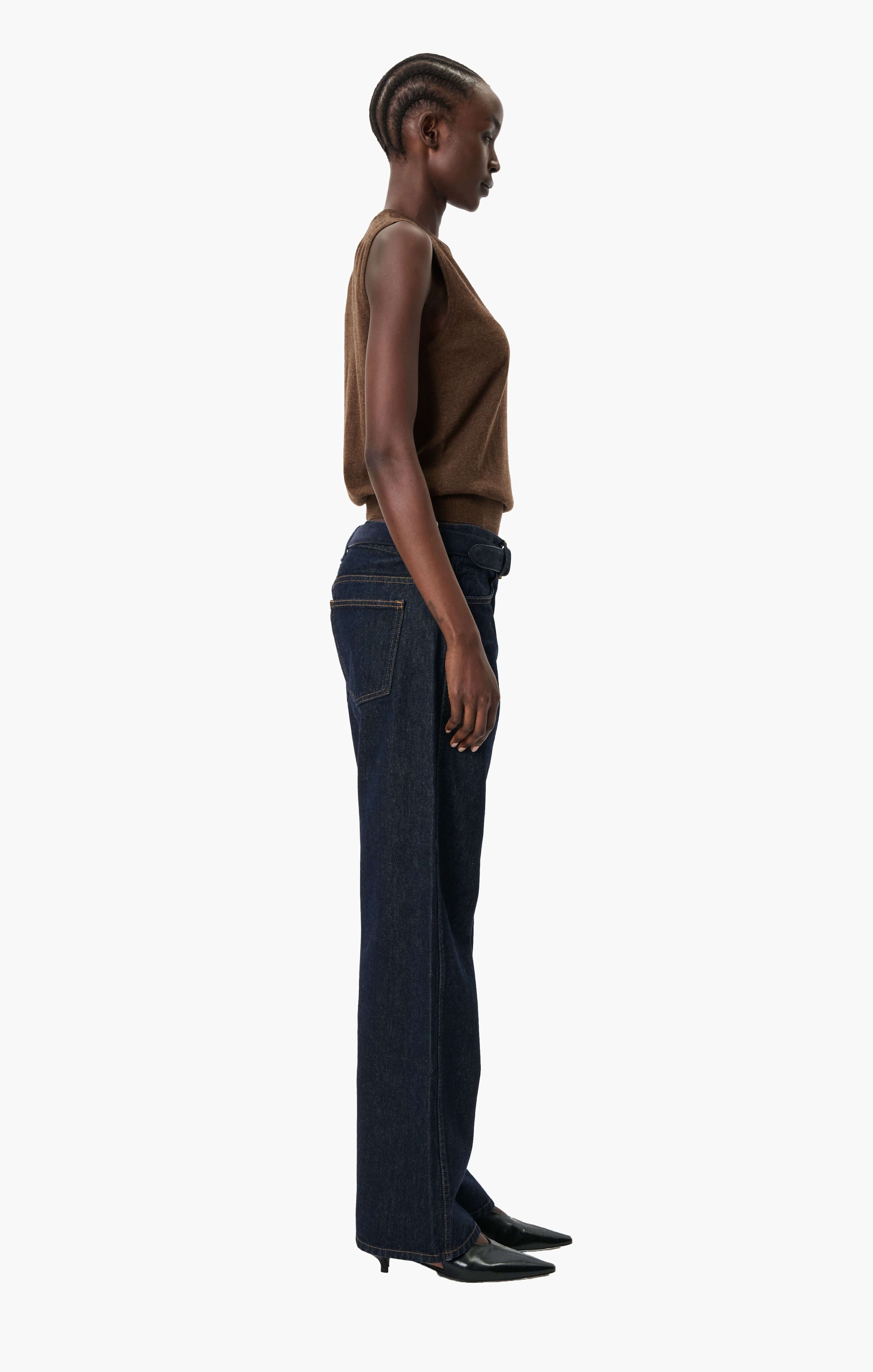 Alessandra cashmere Vest - Brown Chocolate Marl – side view