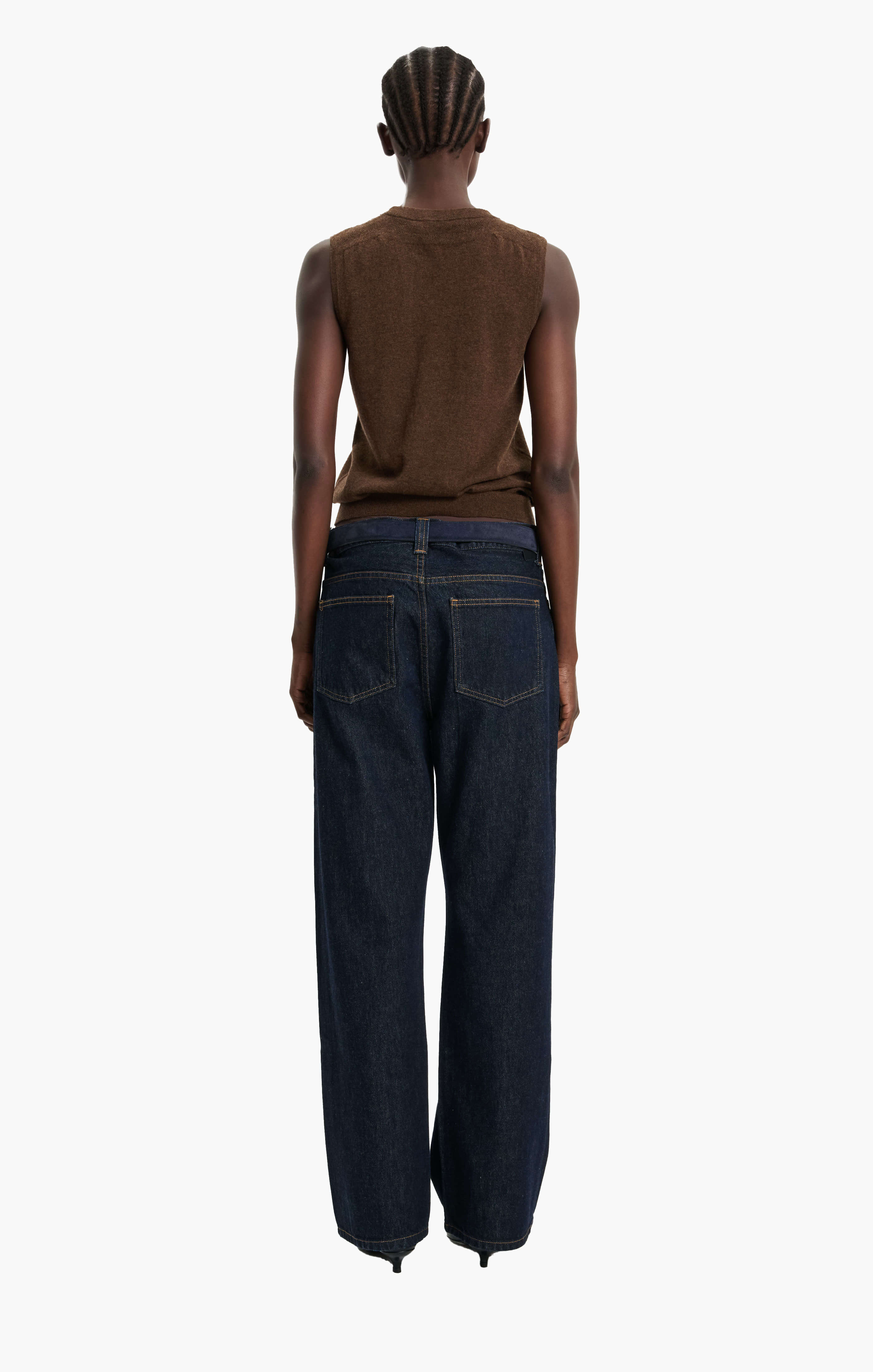 Alessandra cashmere Vest - Brown Chocolate Marl – back view