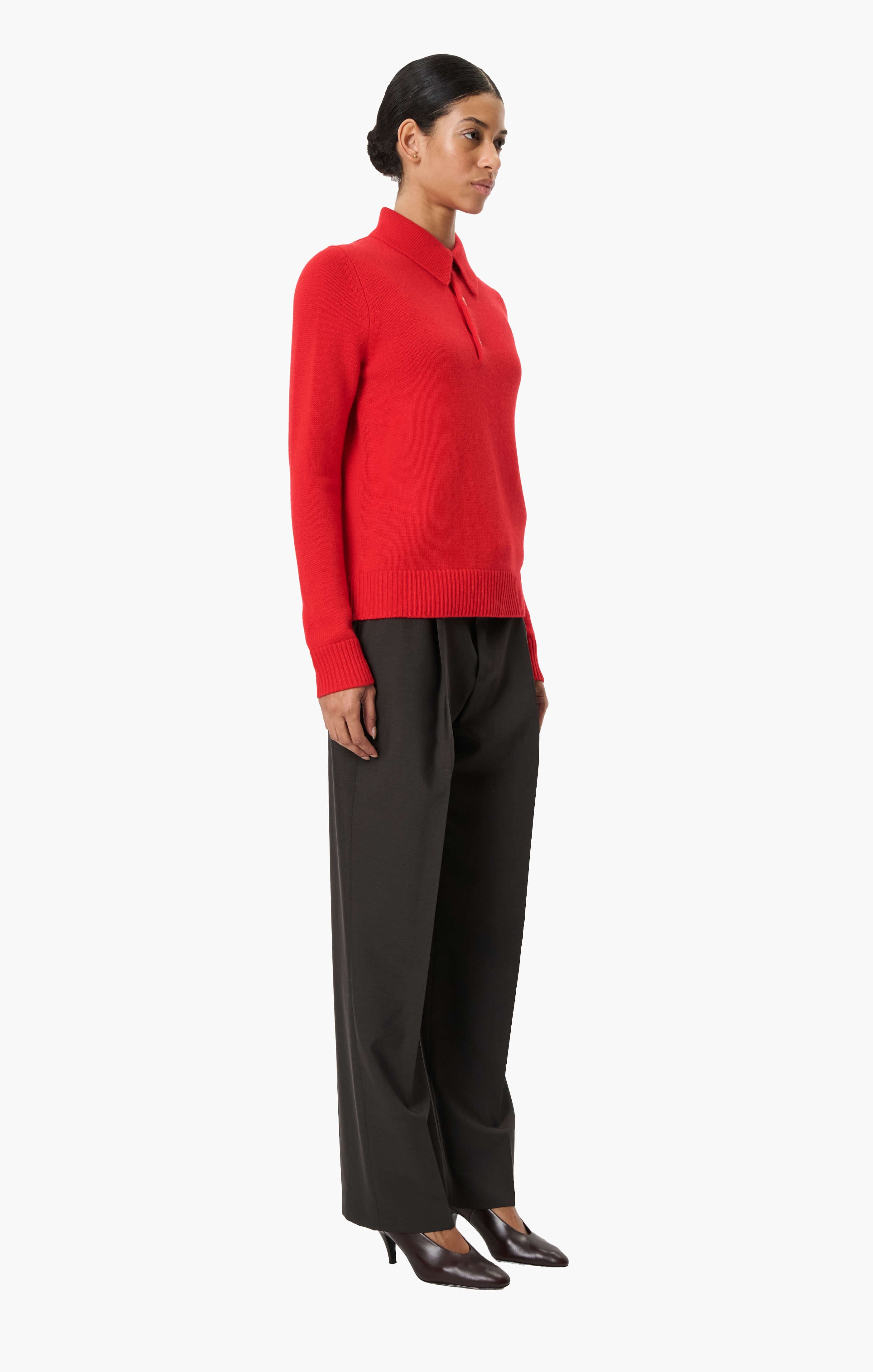 Bessi cashmere Sweater - Postbox Red – side view