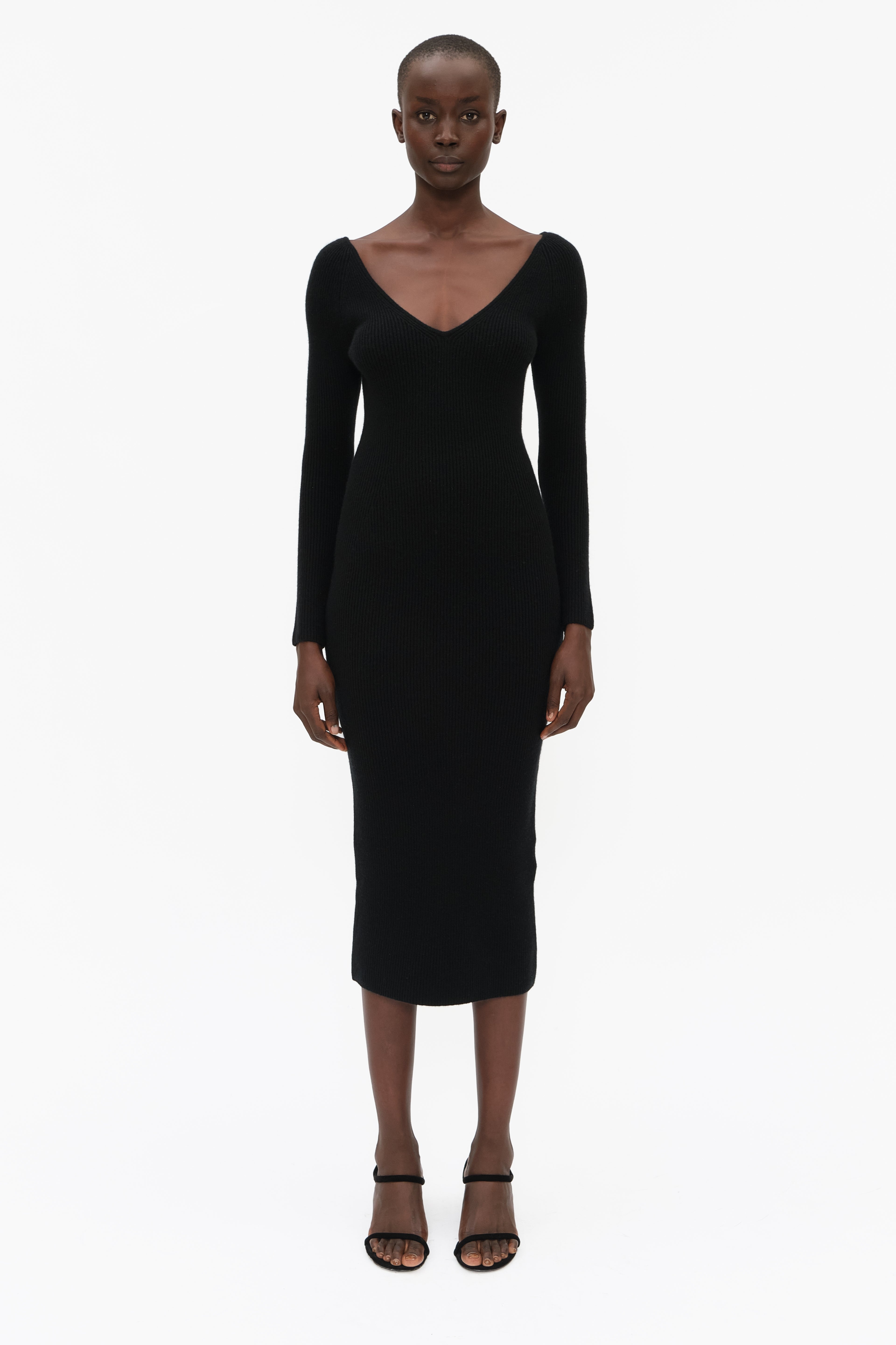 arch4 knit dresses Arch4 Coco ribbed cashmere midi dress - Women - Dark green Dresses