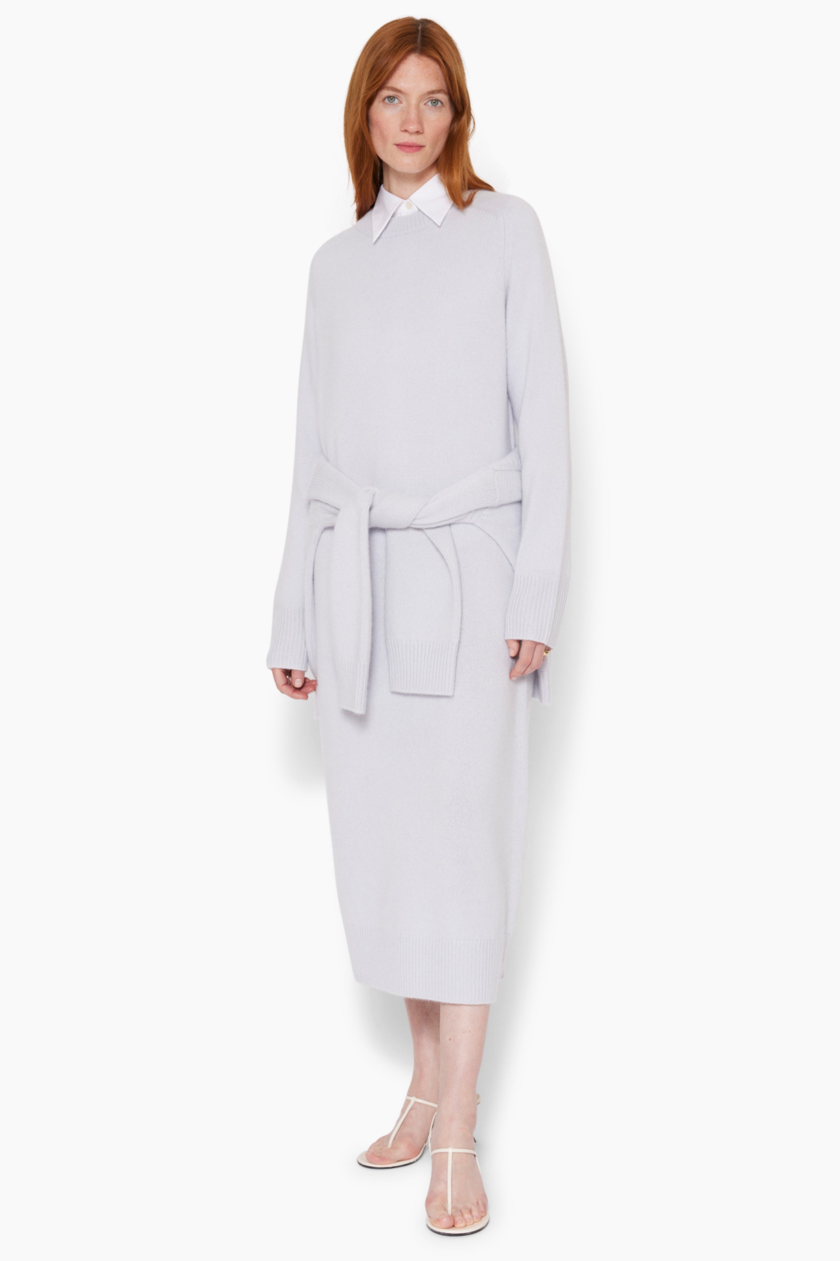 Broadway cashmere Dress - Misty Blue – styling shot