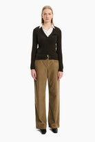 Halden cashmere Cardigan - Brown Wood – front view