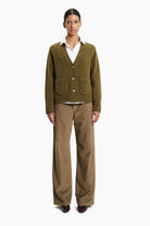 Janelle cashmere Cardigan - Highland Moss – front view