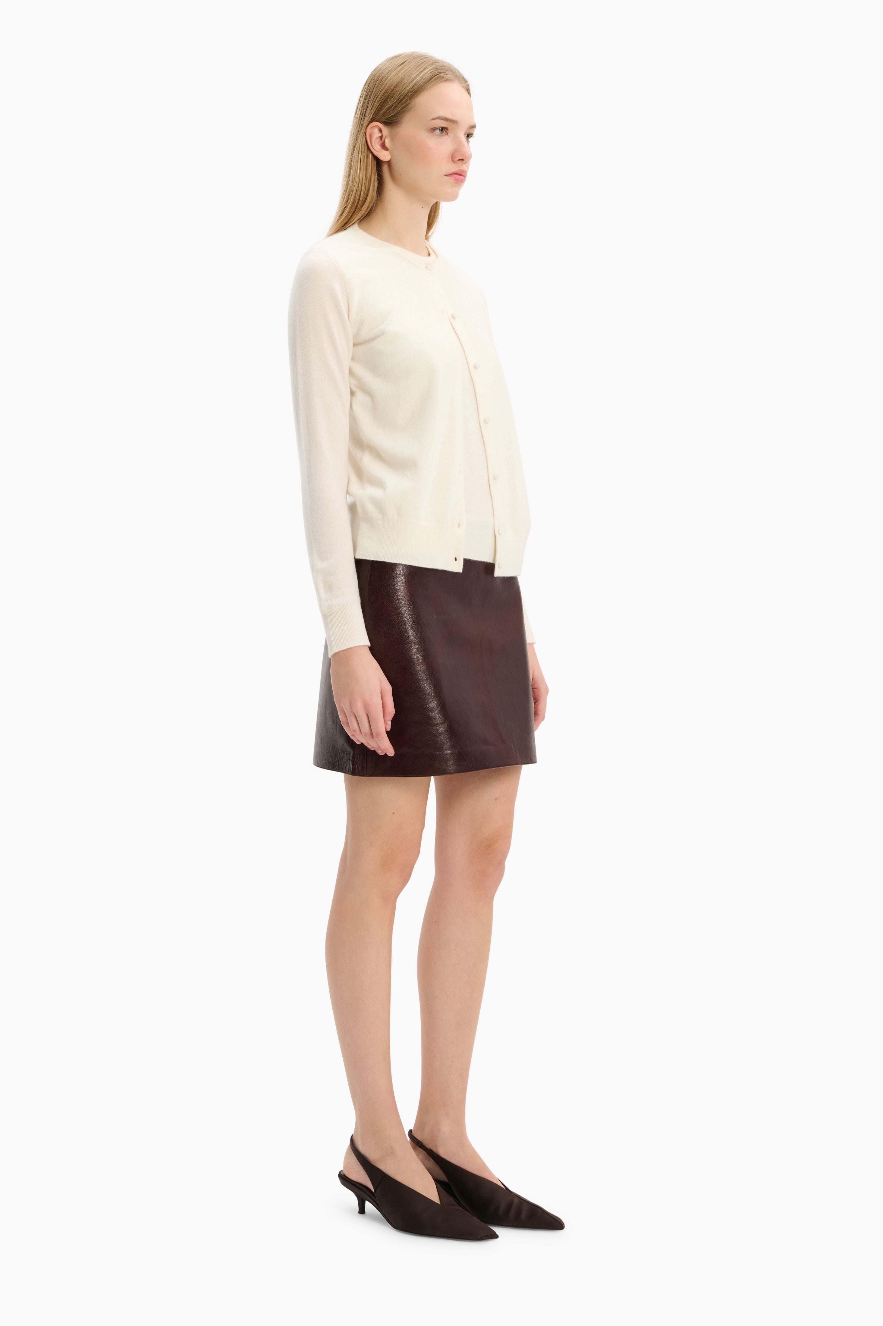 Laurie cashmere Cardigan - Ivory – side view