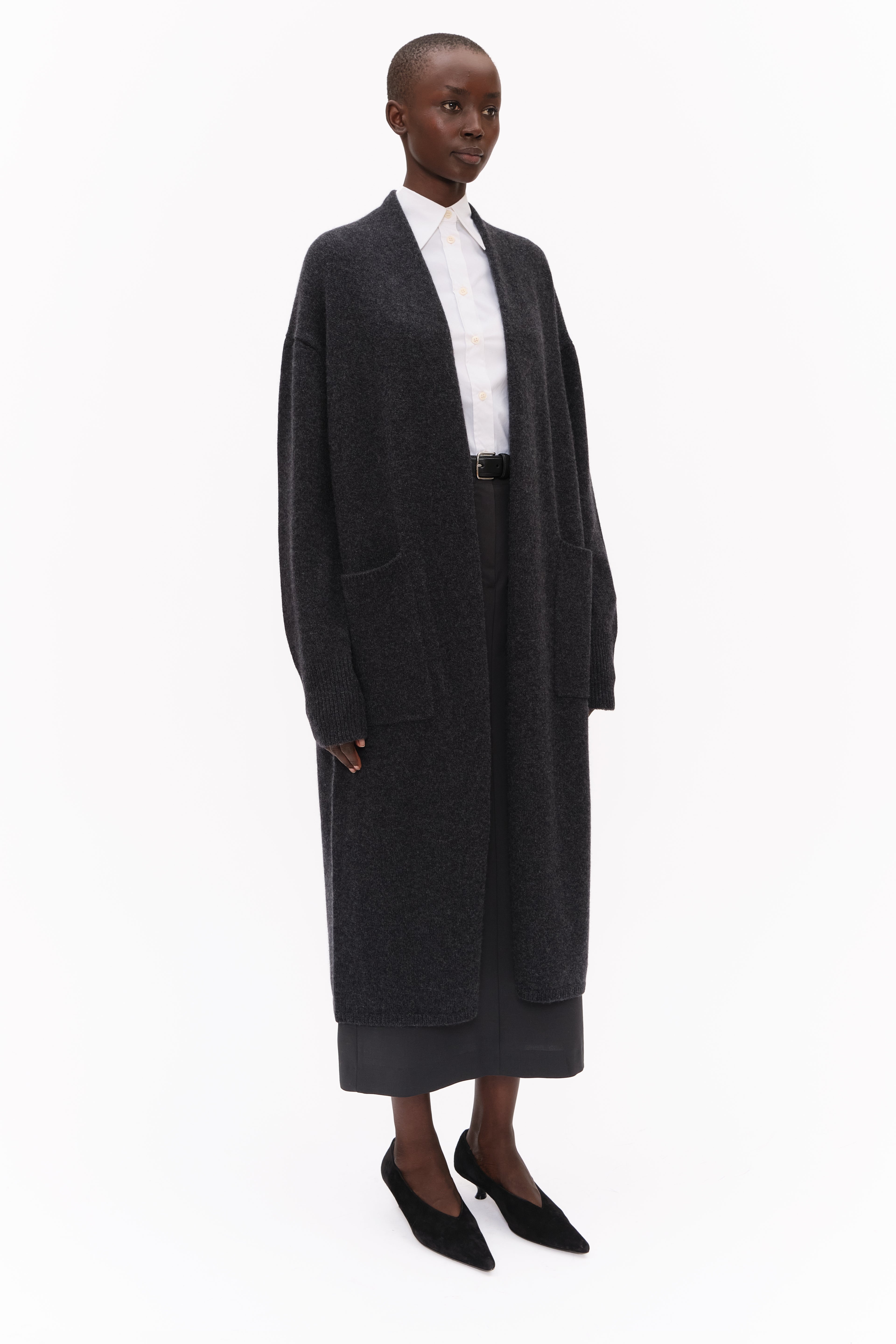 Franklin Row cashmere Cardigan - Charcoal – side view