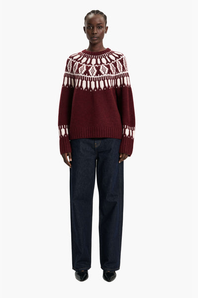 Jackson Sweater - Ivory & New Burgundy