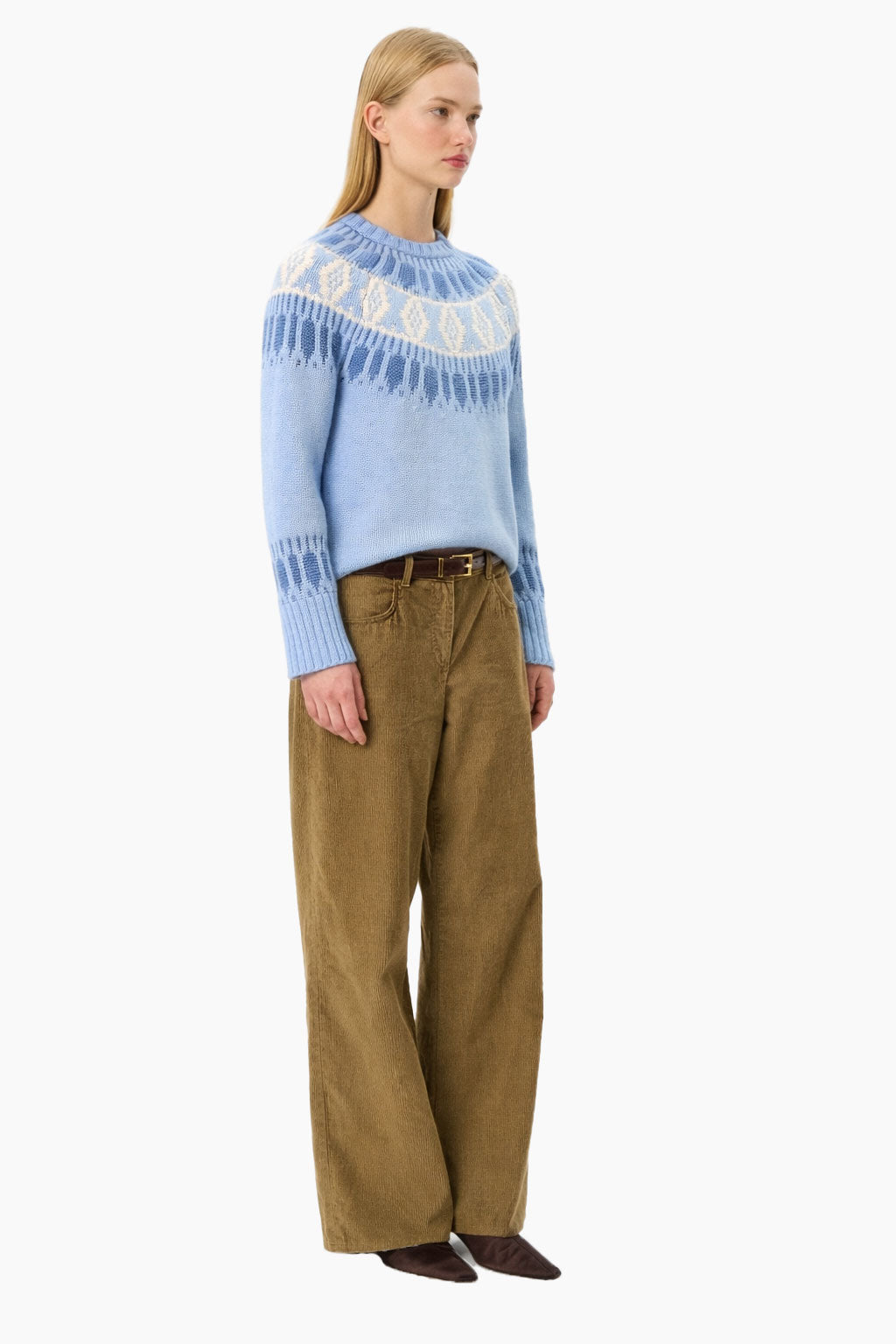 Jackson cashmere Sweater - Sky Melange & Denim – side view