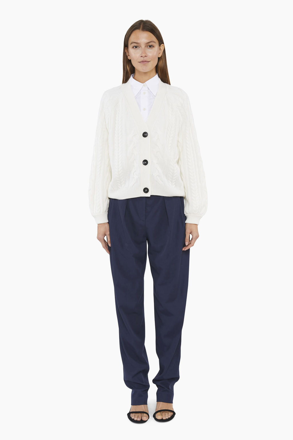 Pimlico Cable Knit Cashmere Cardigan in Ivory for Women | arch4