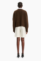 Janelle cashmere Cardigan - Brown Chocolate Marl – back view