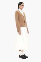 Janelle cashmere Cardigan - Dark Camel – side view
