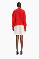 Janelle cashmere Cardigan - Lipstick Red – back view