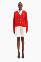 Janelle cashmere Cardigan - Lipstick Red – front view