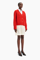 Janelle cashmere Cardigan - Lipstick Red – side view