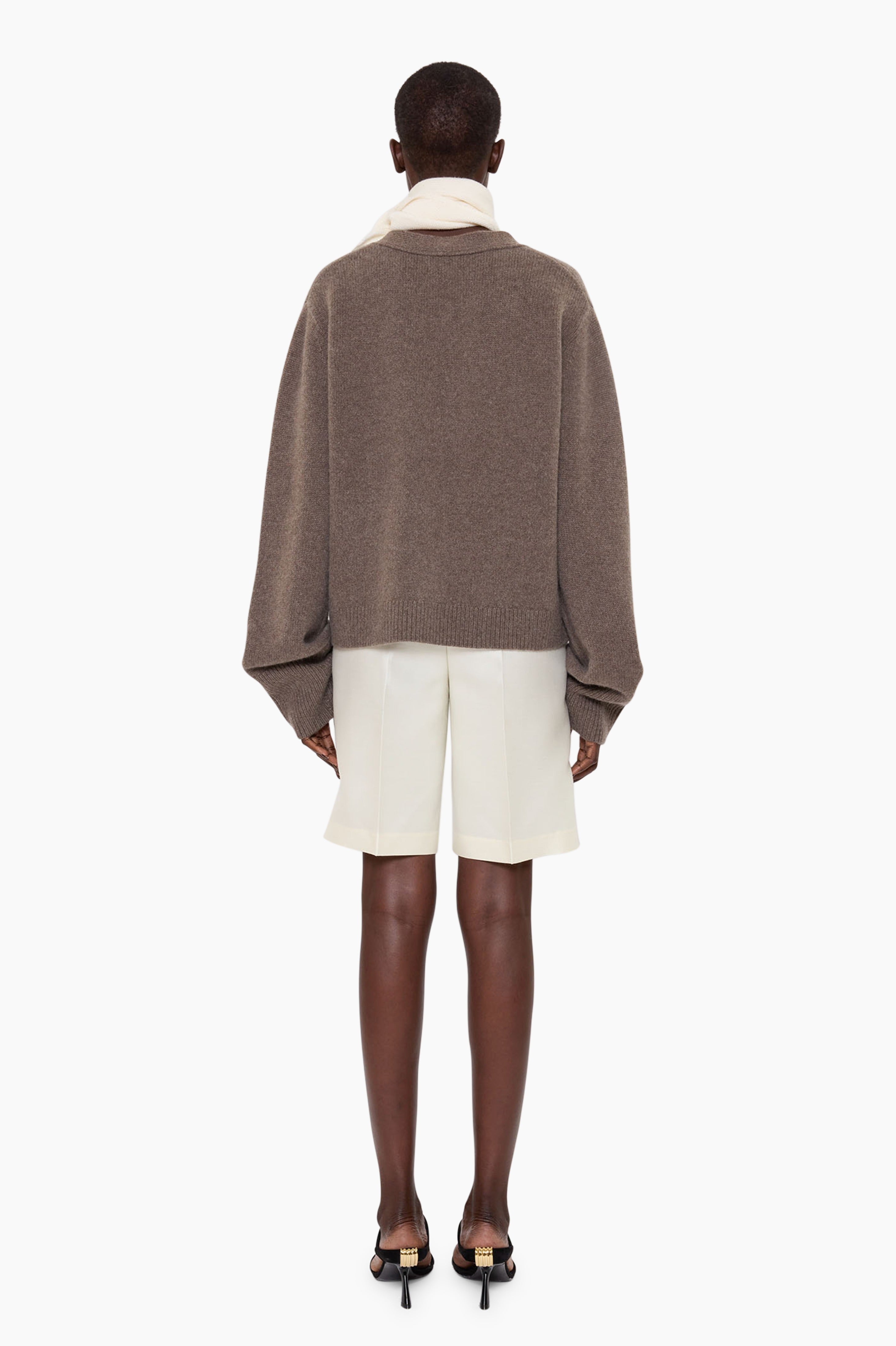 Janelle cashmere Cardigan - Mushroom – back view