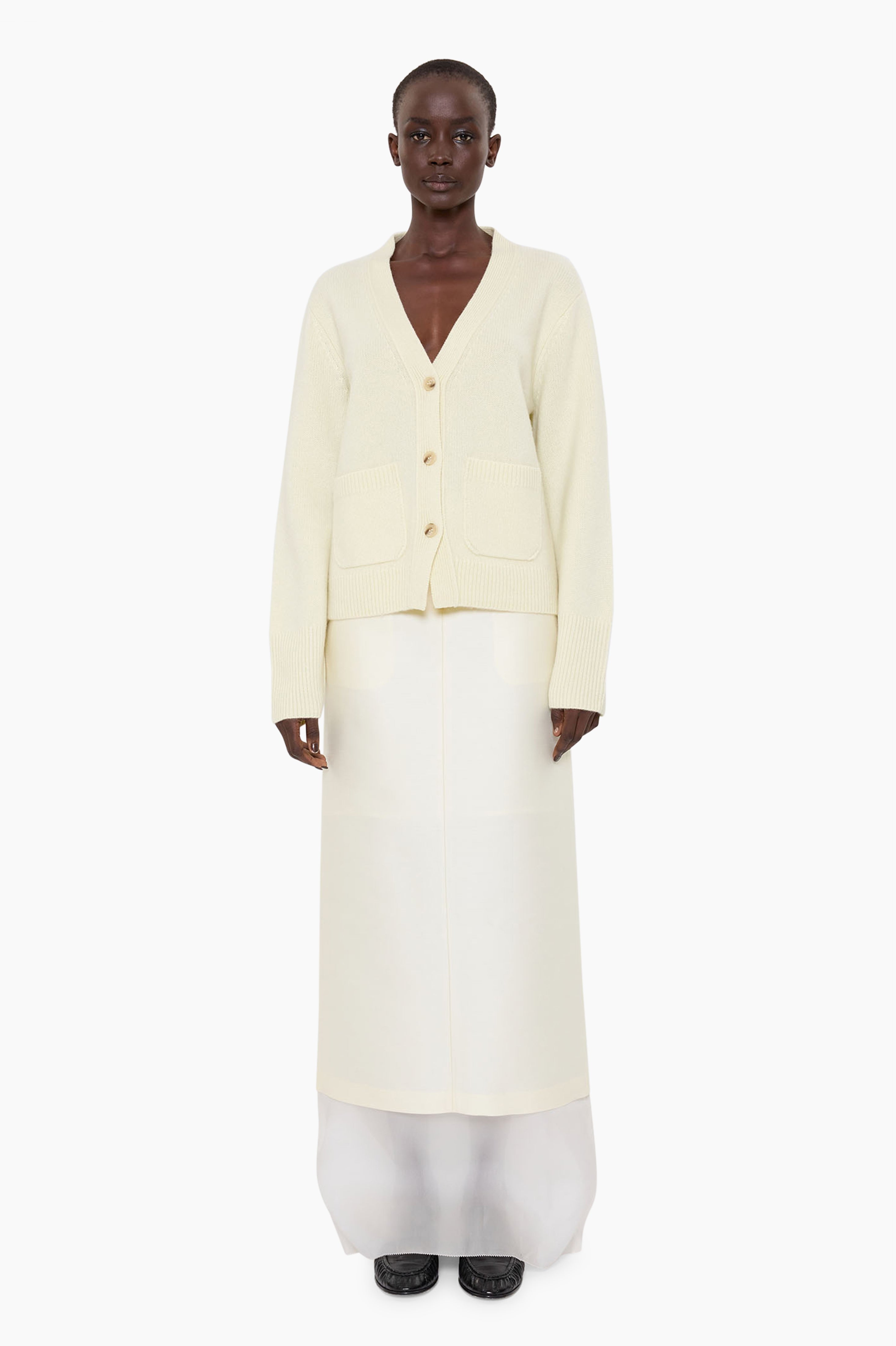 Janelle cashmere Cardigan - Pale Lime – front view