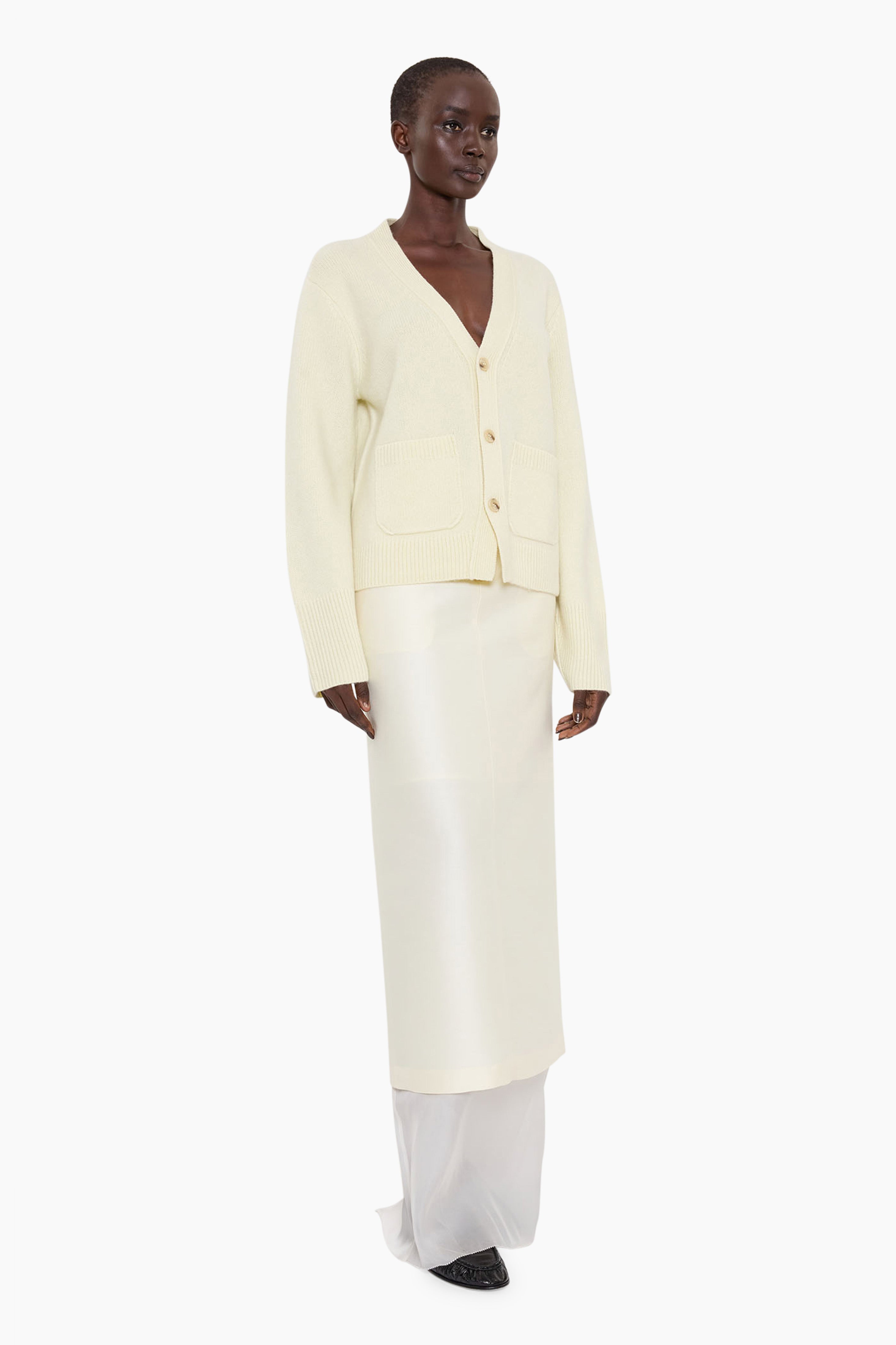 Janelle cashmere Cardigan - Pale Lime – side view