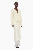 Janelle cashmere Cardigan - Pale Lime – side view