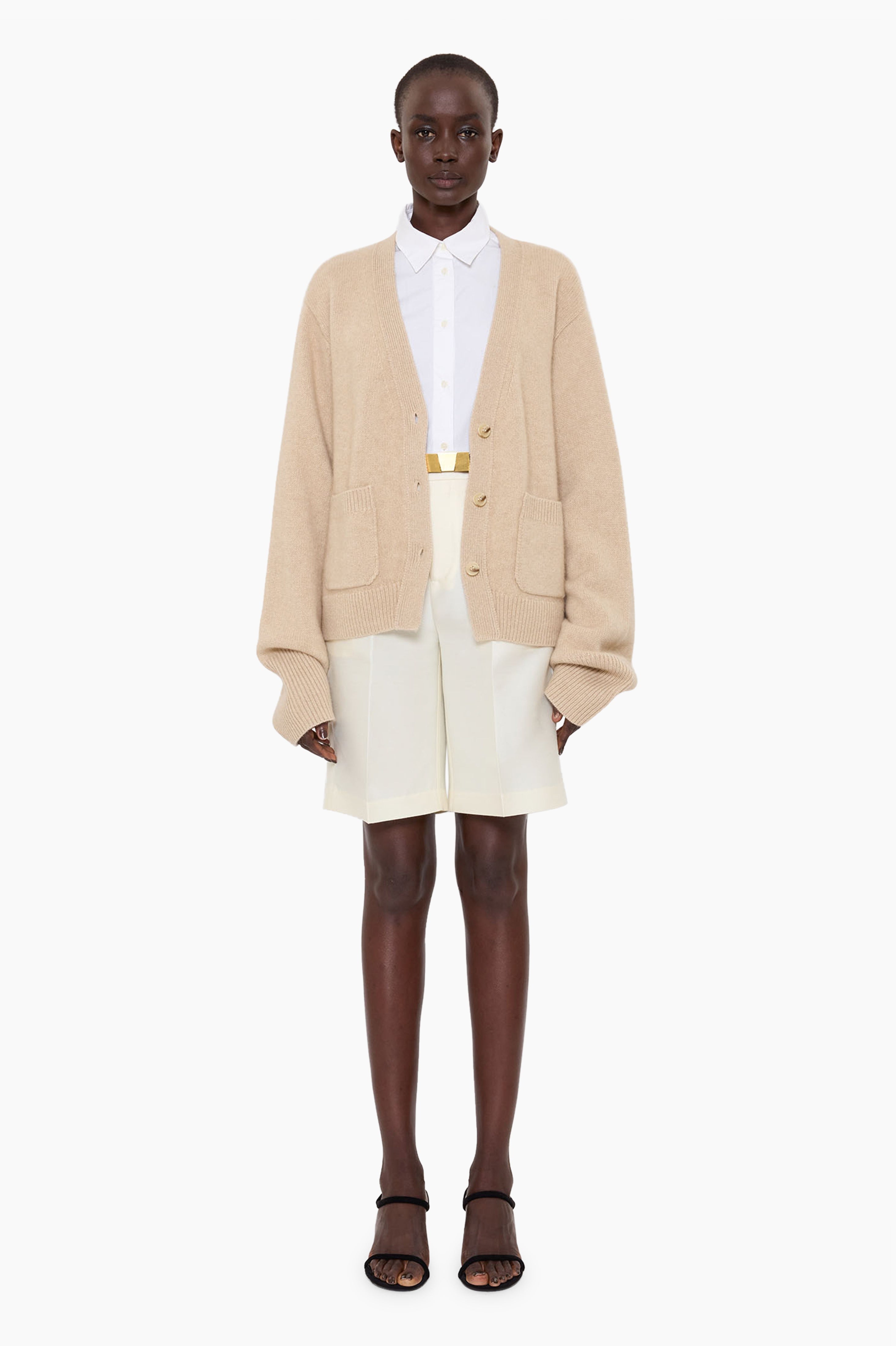 Janelle cashmere Cardigan - Spelt – front view