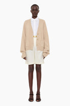Janelle cashmere Cardigan - Spelt – front view