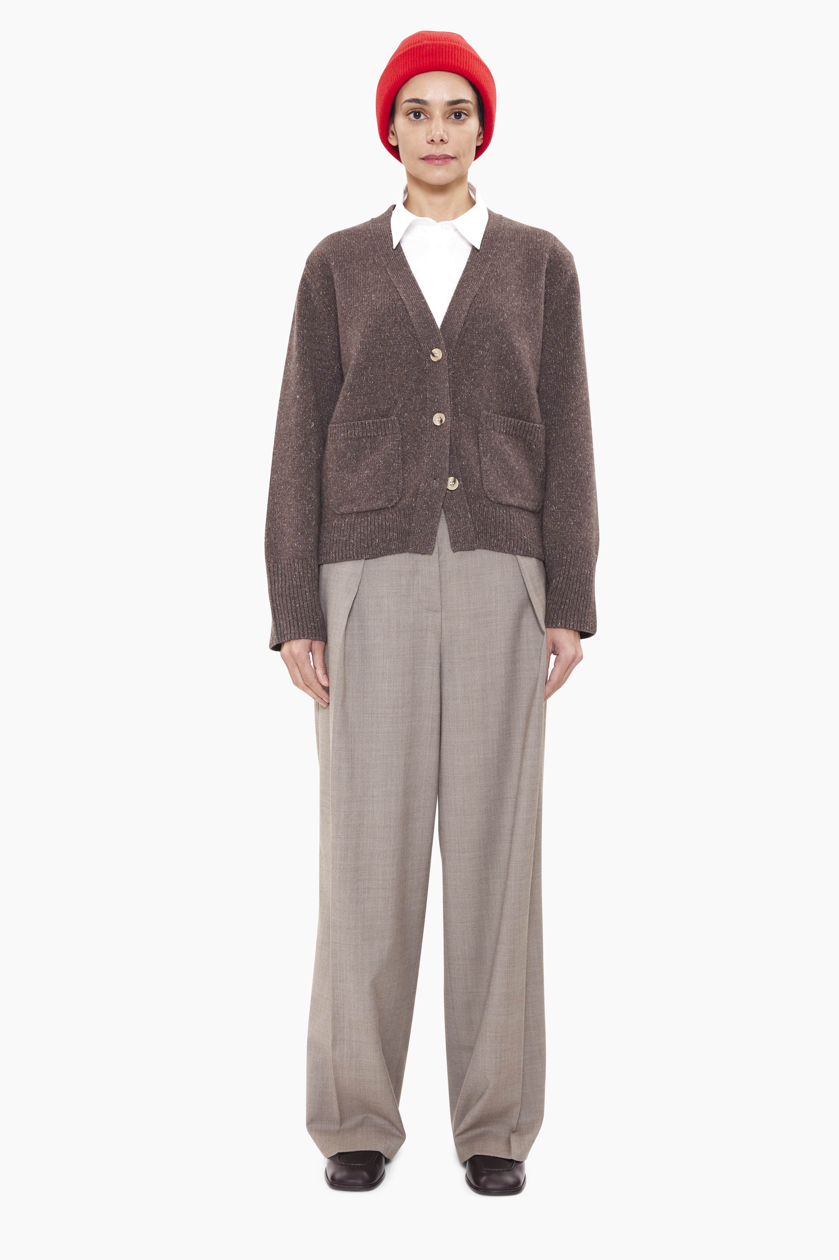 Janelle cashmere Cardigan - Truffle Marl – front view