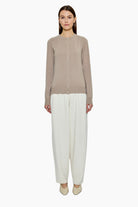 Nappa cashmere Cardigan - Ash Taupe – front view