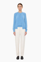 Nappa cashmere Cardigan - Glacial Blue – front view