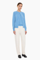 Nappa cashmere Cardigan - Glacial Blue – side view