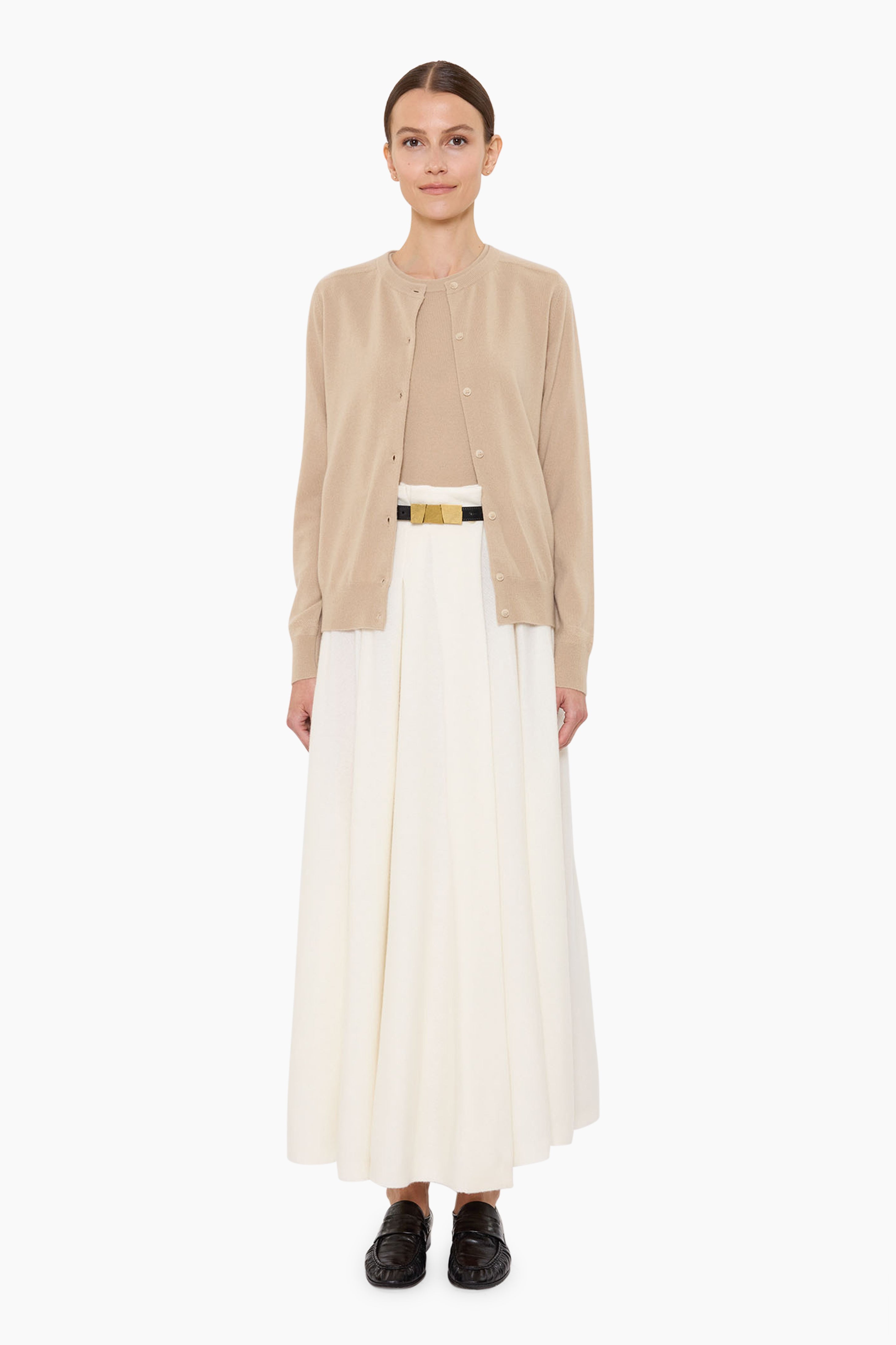 Nappa cashmere Cardigan - Spelt – front view