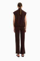 Connie cashmere Cardigan - Dark Chocolate – back view